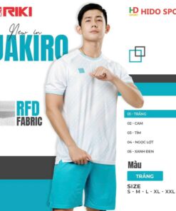 Quần áo đá banh không logo Riki Jakiro trắng