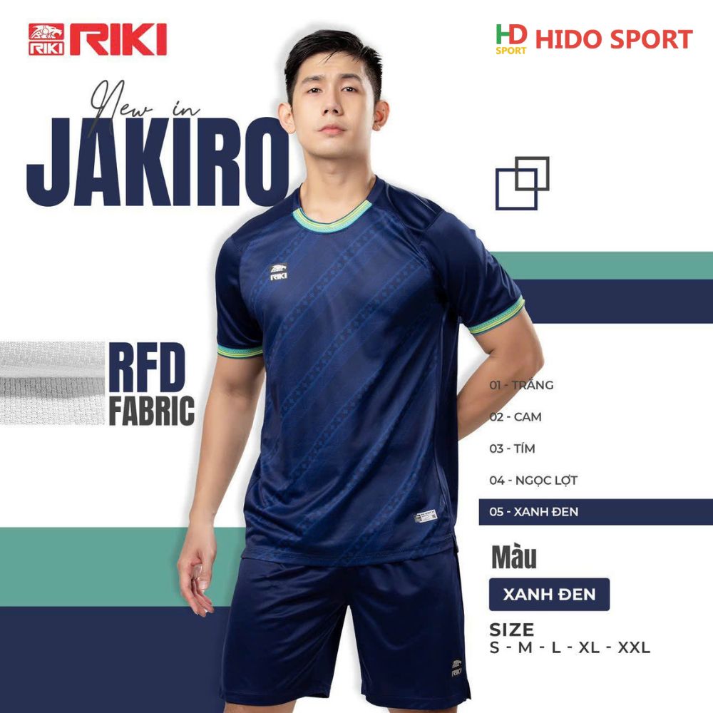 Quần áo đá banh không logo Riki Jakiro xanh đen