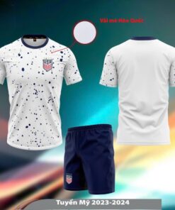 Quần áo đội tuyển Mỹ màu trắng 2024 vải mè Hàn Quốc HD