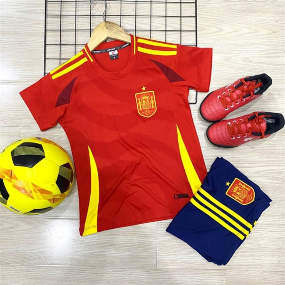 Quần áo bóng đá trẻ em Tây Ban Nha 2024 JP đỏ