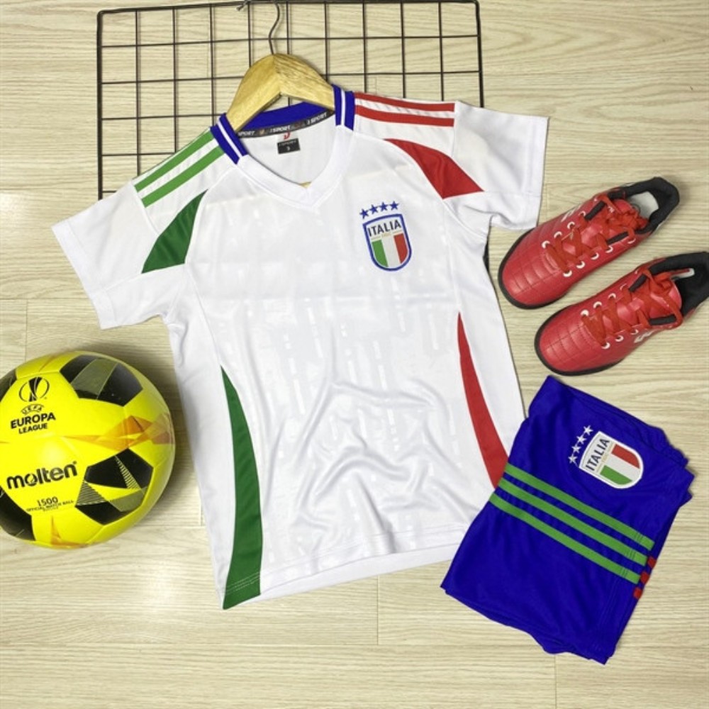 Quần áo bóng đá trẻ em Ý 2024 JP trắng