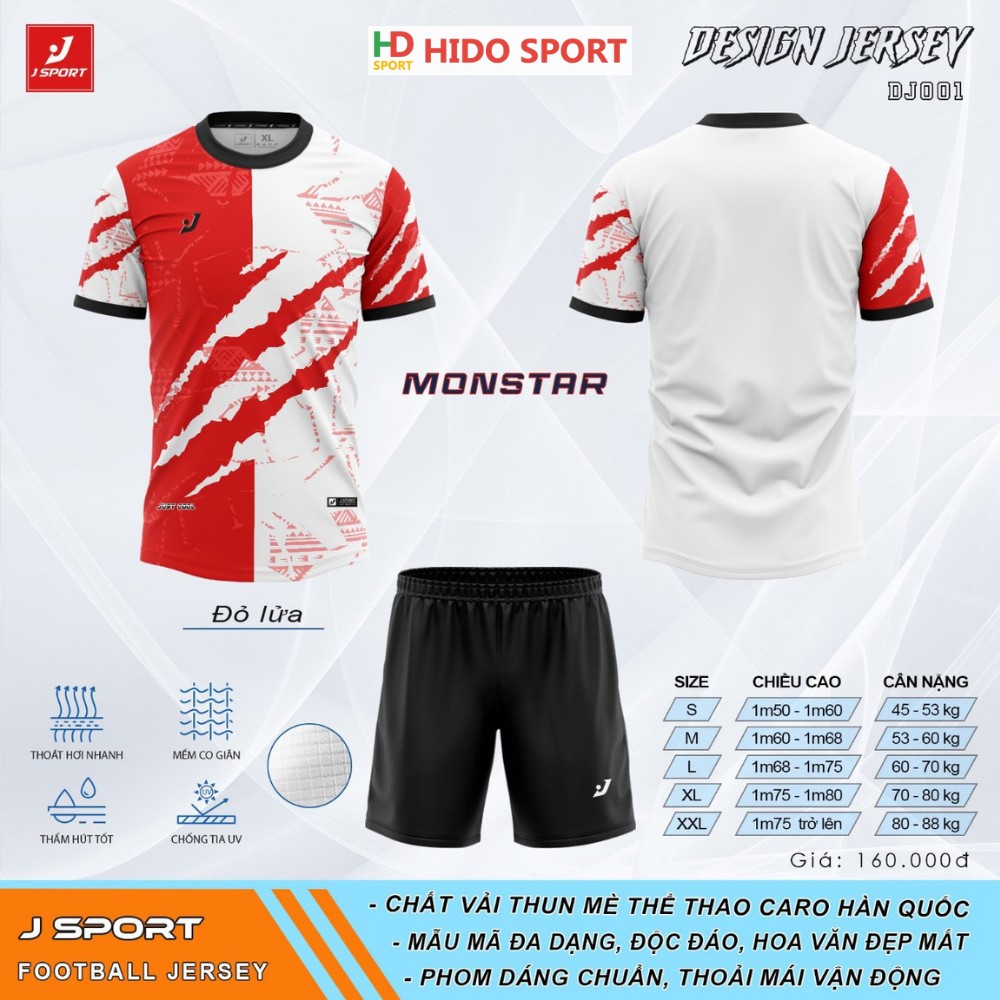 (TITLE)% Quần áo đá banh không logo J Sport Monstar đỏ