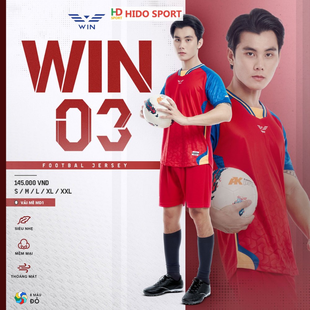 (TITLE)% Quần áo đá banh không logo Win 03 đỏ
