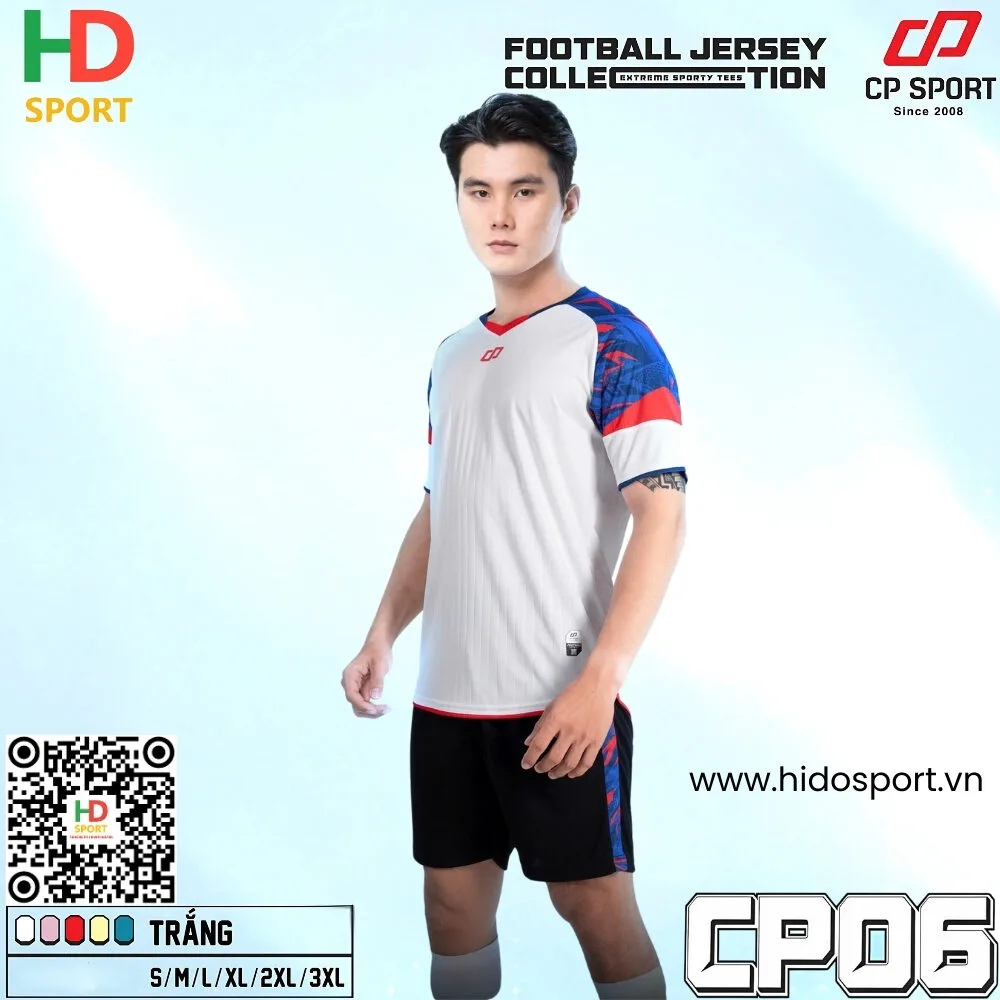 (TITLE)% Quần áo đá banh không logo CP06 - Trắng