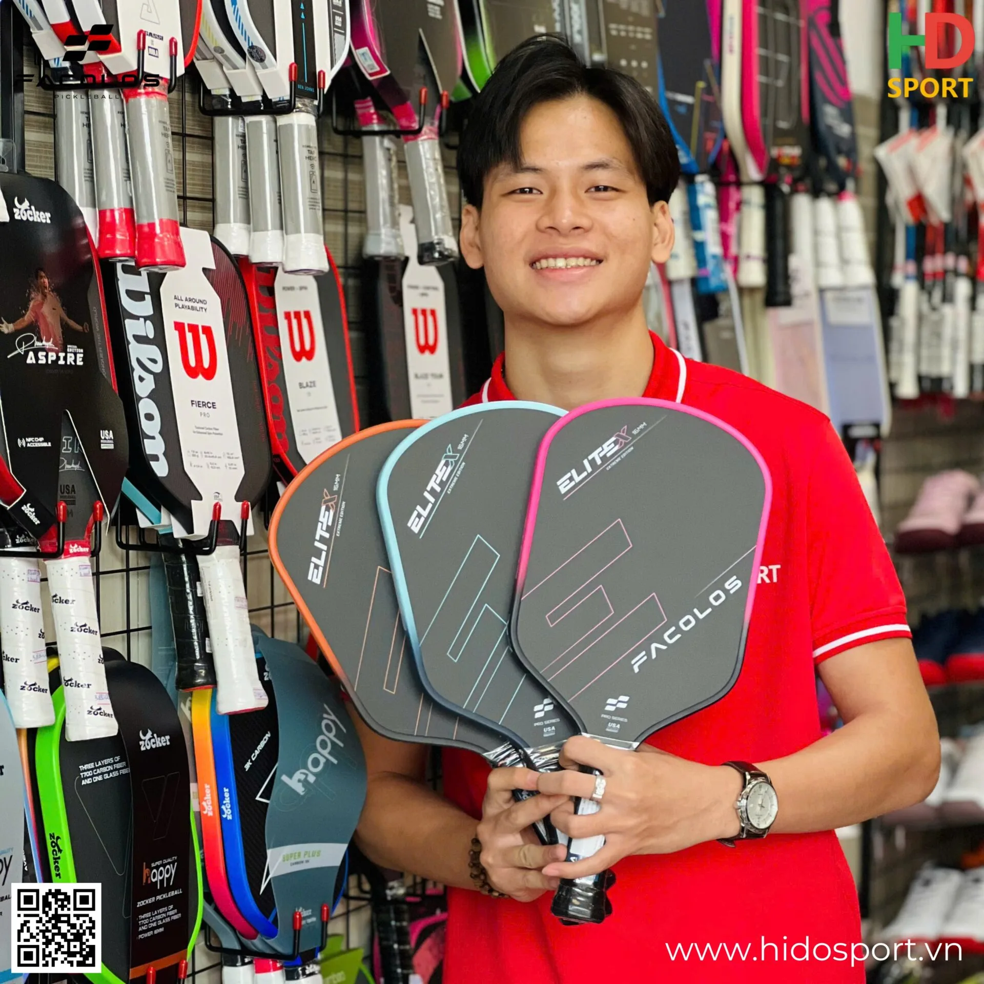 Vot Pickleball Chinh Hang Facolos Elite X 14 16mm Hinh Anh Thuc Te Tai Hido Sport