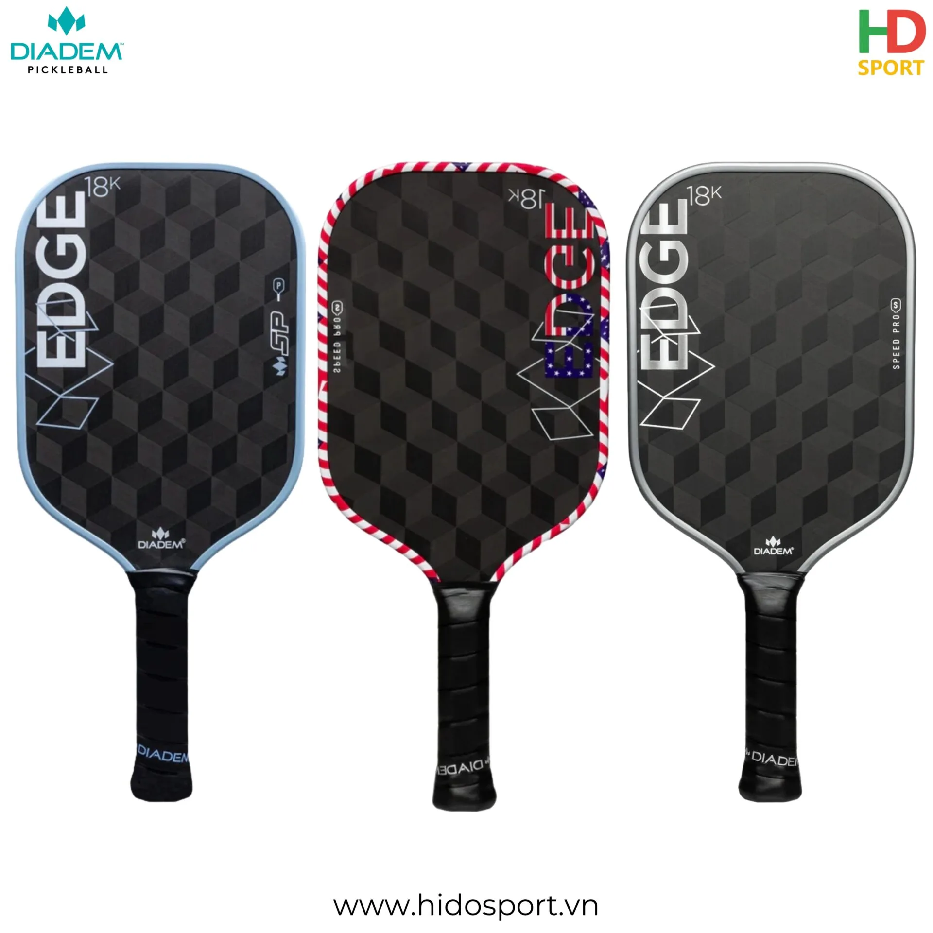 Vot Pickleball Diadem Edge 18k Speed Pro 14mm 226gr 3 Mau Dang Co Mat Tai Hido Sport