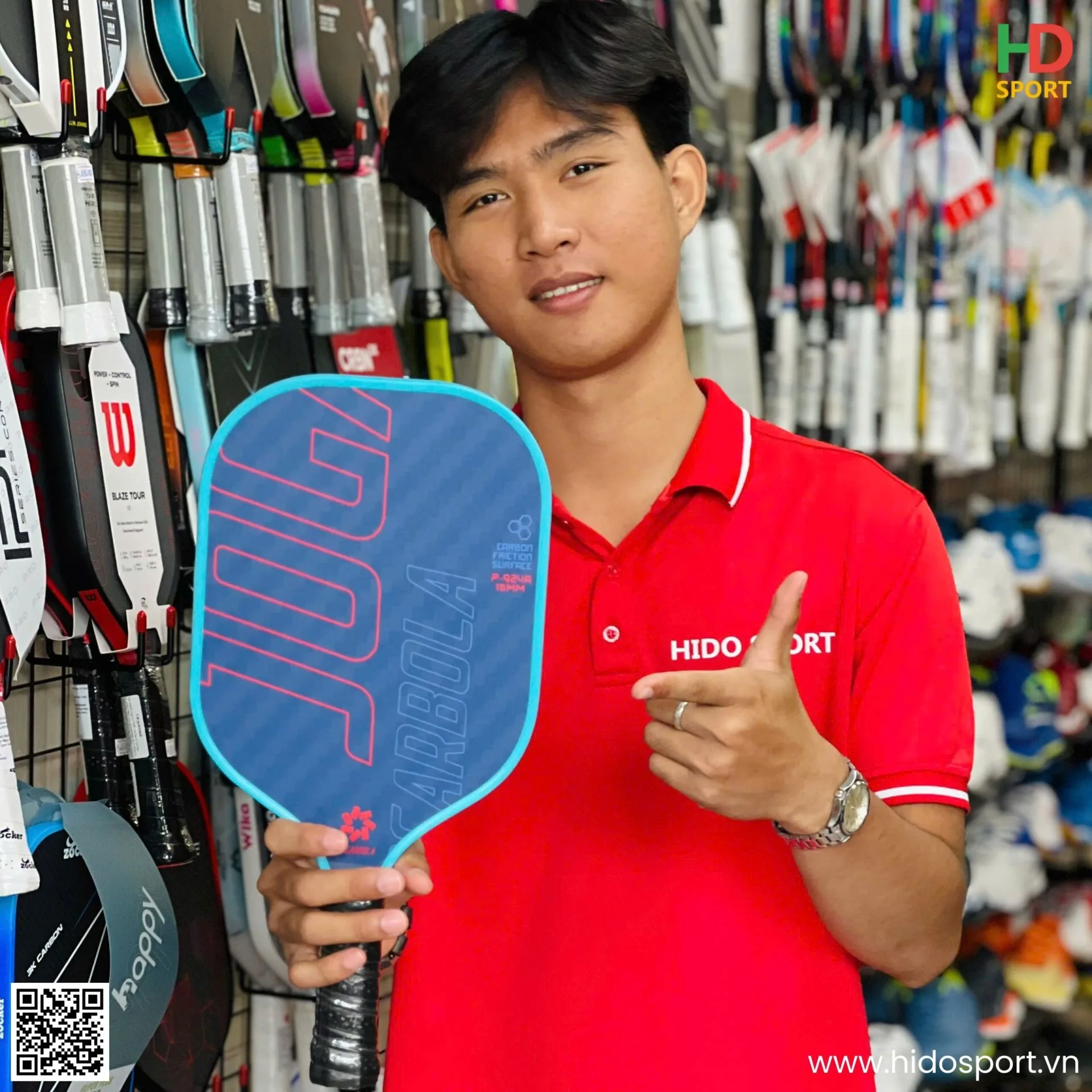 Vot Pickleball Jogarbola P 924a Chinh Hang Mau Xanh Den Hinh Anh Thuc Te Tai Hido Sport 001