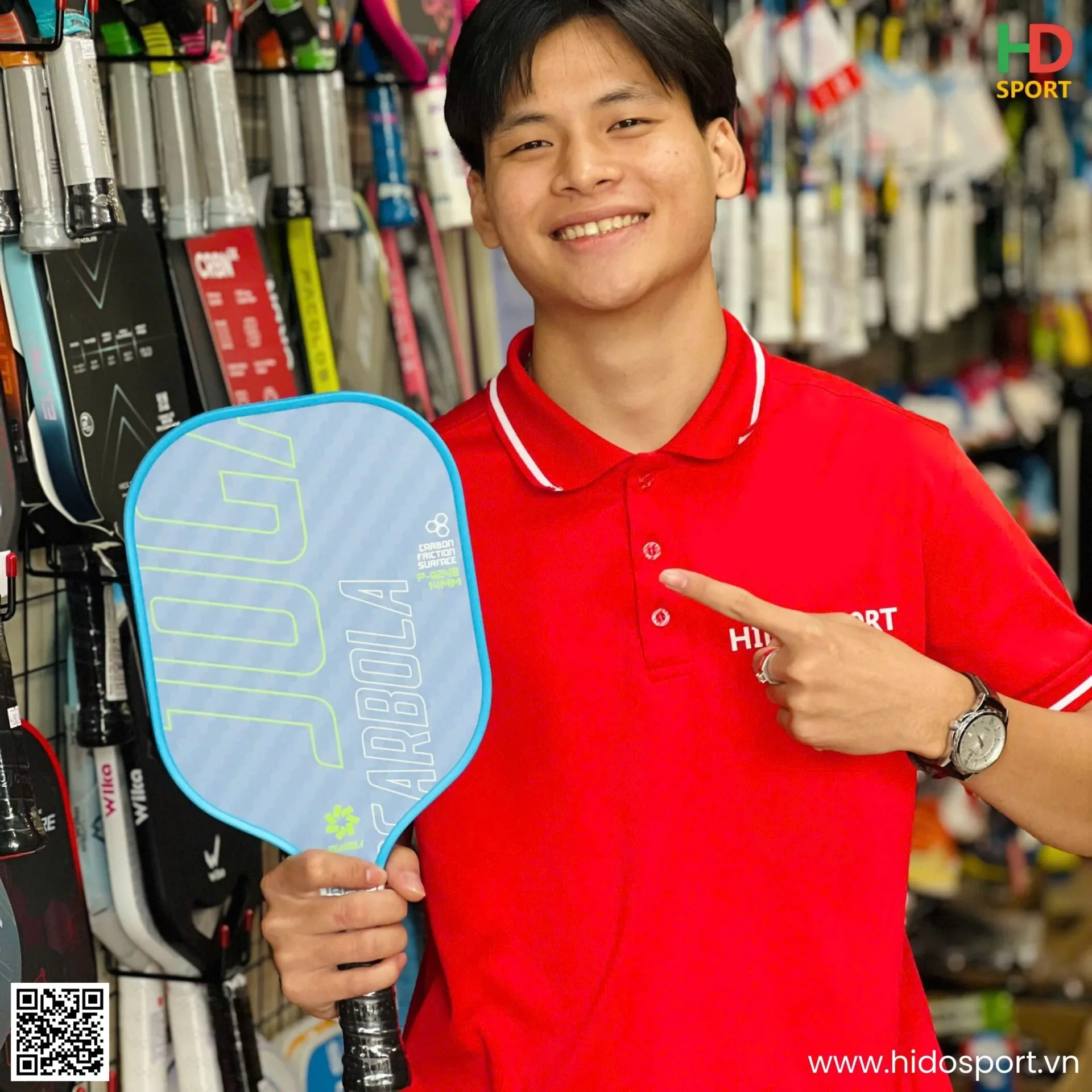 Vot Pickleball Jogarbola P 924b Chinh Hang Mau Xanh Ngoc Hinh Anh Thuc Te Tai Hido Sport 001