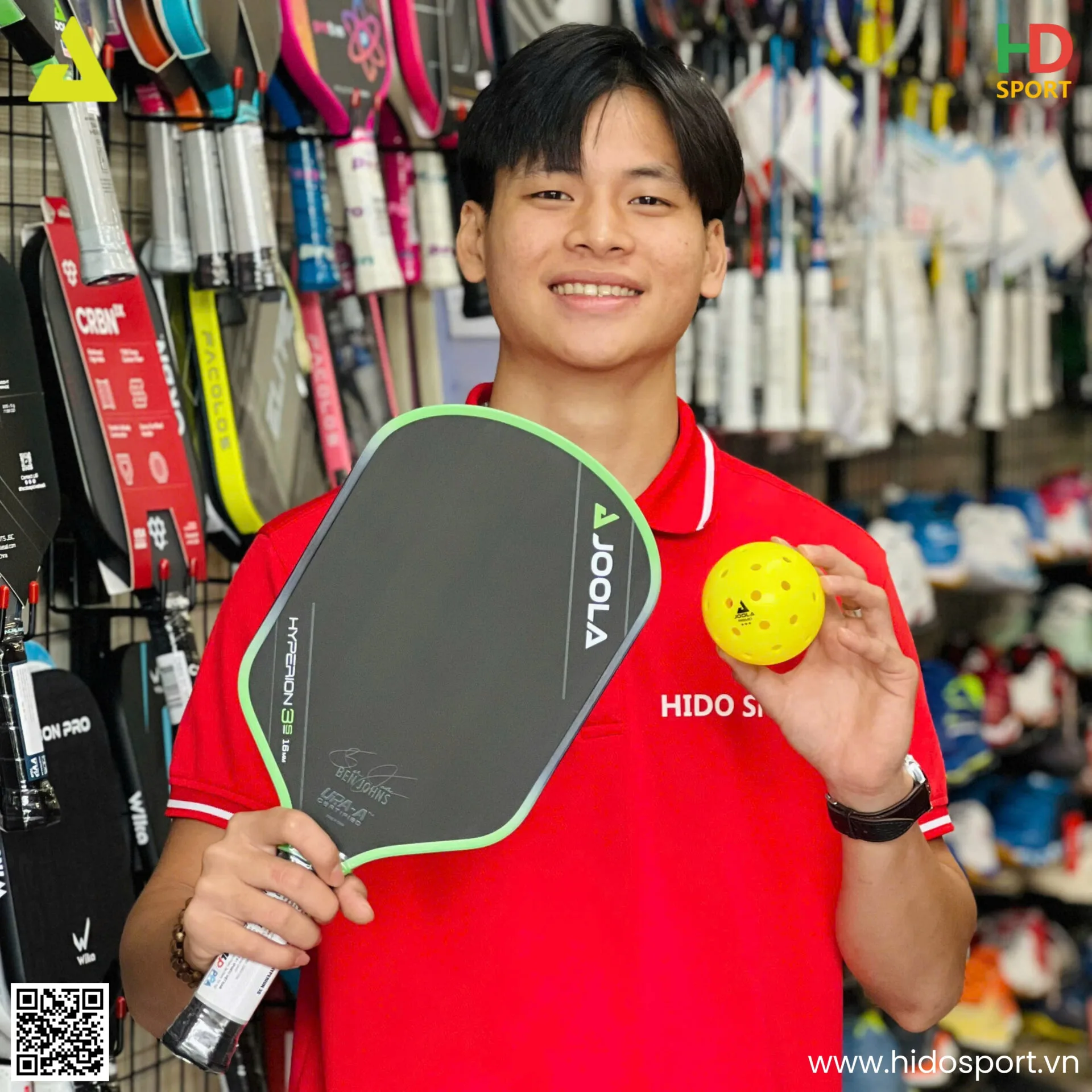 Vot Pickleball Joola Ben Johns Hyperion 3s 2 Phien Ban 14mm 16mm Mau Xanh Chuoi Hinh Anh Thuc Te Tai Hido Sport