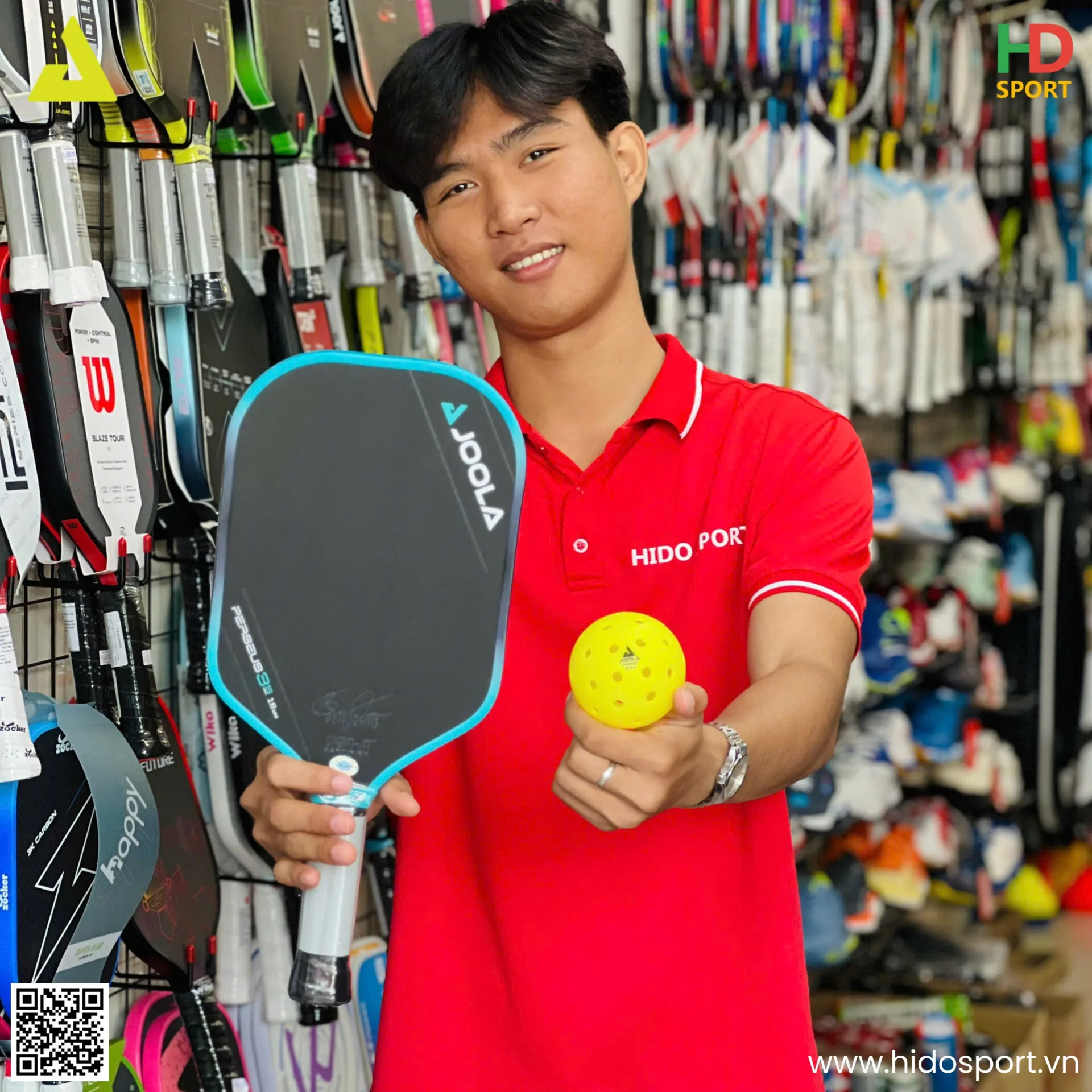 Vot Pickleball Joola Ben Johns Perseus 3s 14 16mm Phien Ban Mau Xanh Ngoc Hinh Anh Chup Thuc Te Tai Hido Sport 001