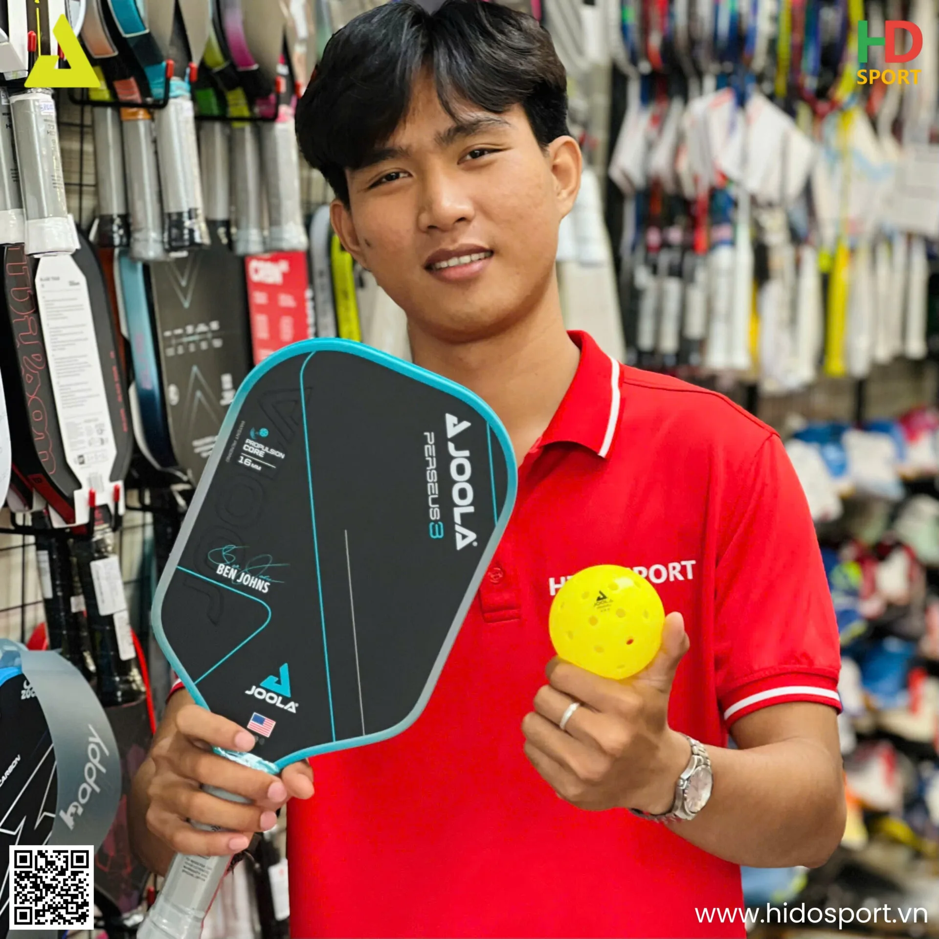Vot Pickleball Joola Ben Johns Perseus Gen 3 14 16mm Phien Ban Mau Xanh Ngoc Hinh Anh Thuc Te Tai Hido Sport 001