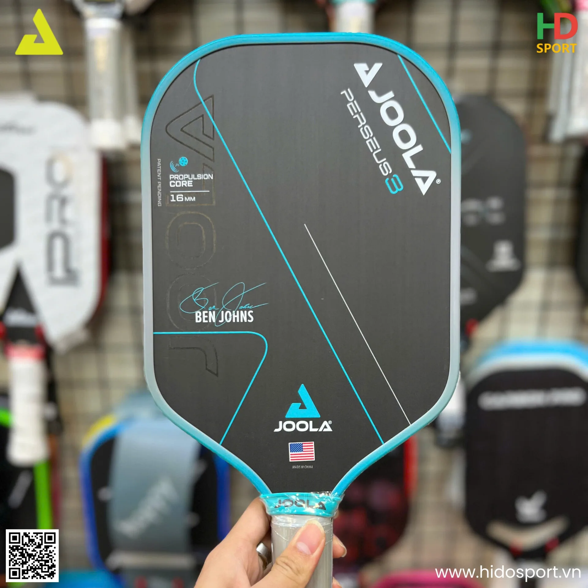 Vot Pickleball Joola Ben Johns Perseus Gen 3 14 16mm Phien Ban Mau Xanh Ngoc Hinh Anh Thuc Te Tai Hido Sport 003
