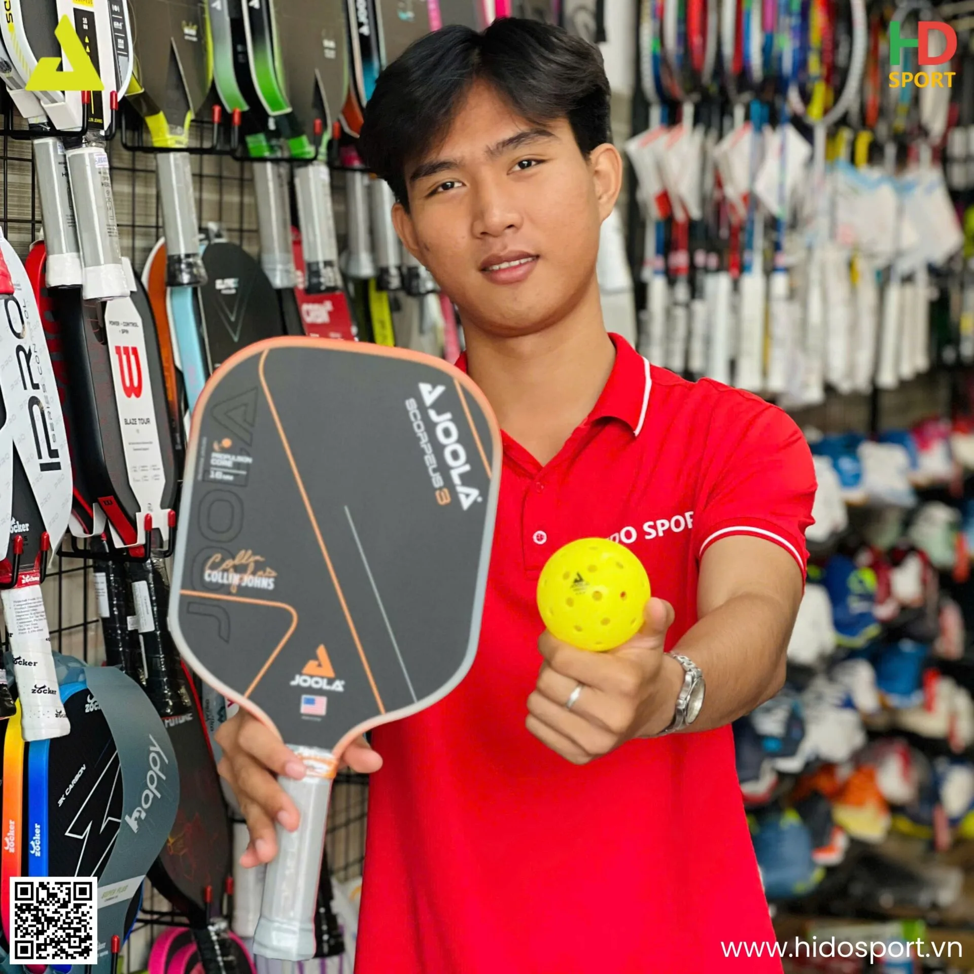 Vot Pickleball Joola Collin Johns Scorpeus Gen 3 16mm Phien Ban Mau Cam Hinh Anh Duoc Chup Thuc Te Tai Hido Sport 001
