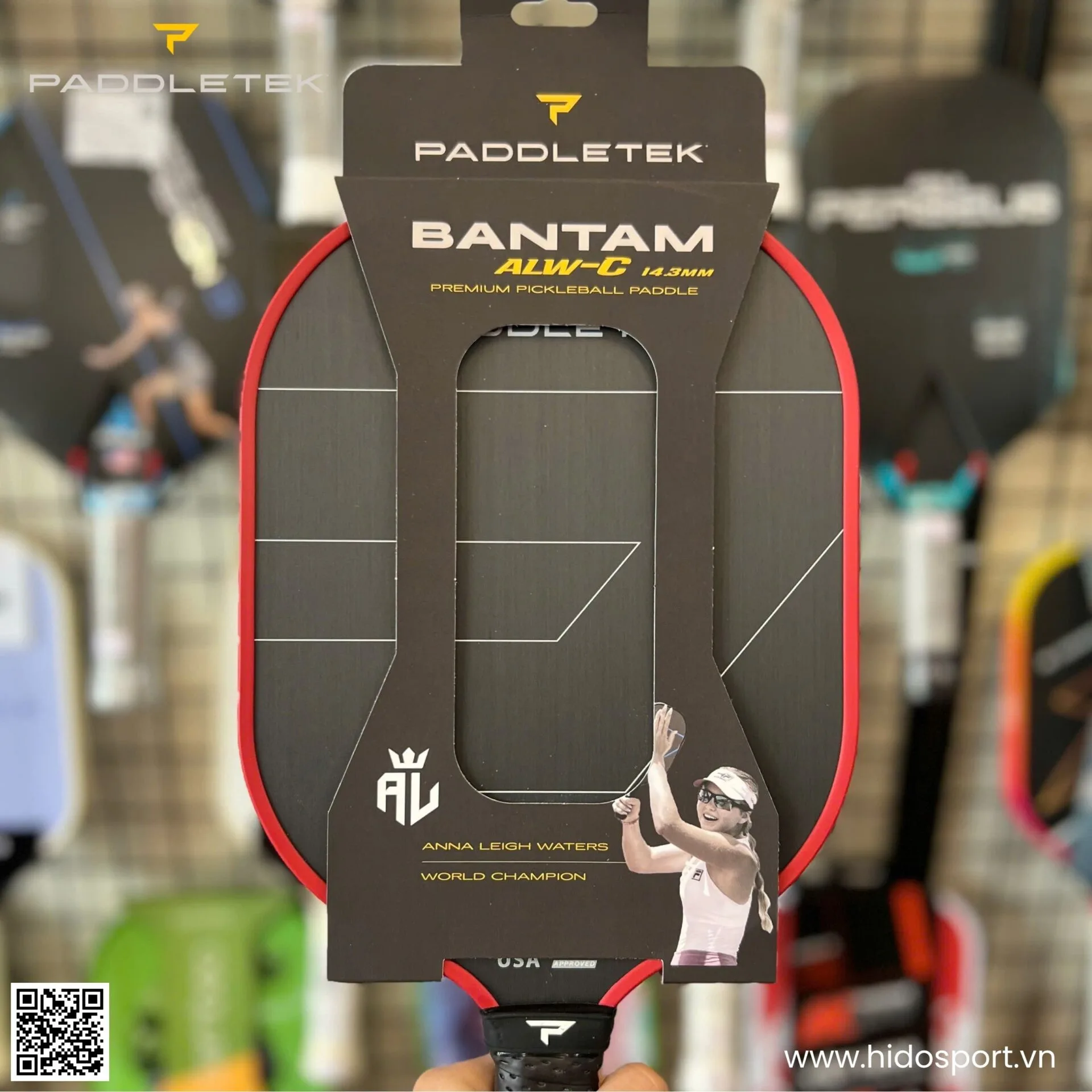 (TITLE)% Vot Pickleball Paddletek Bantam Alw C 14 3mm Carbon Raw Pt 700 Mau Do Hinh Anh Thuc Te Tai Hido Sport 003