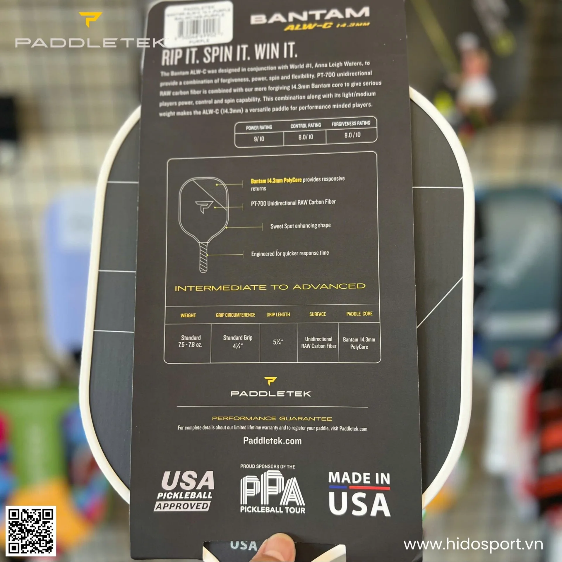 (TITLE)% Vot Pickleball Paddletek Bantam Alw C 14 3mm Carbon Raw Pt 700 Mau Tim Hinh Anh Thuc Te Tai Hido Sport 006