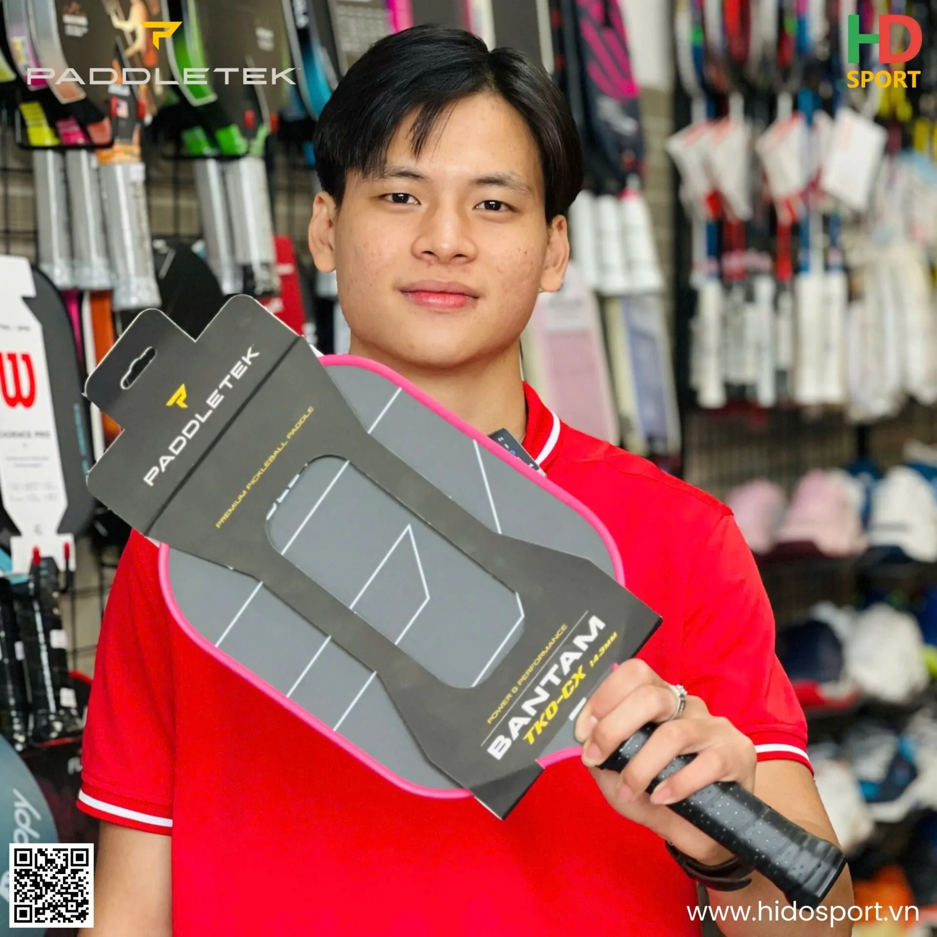 Vot Pickleball Paddletek Bantam Tko Cx Pink Limited Edition 14.3mm Hinh Anh Thuc Te Tai Hido Sport