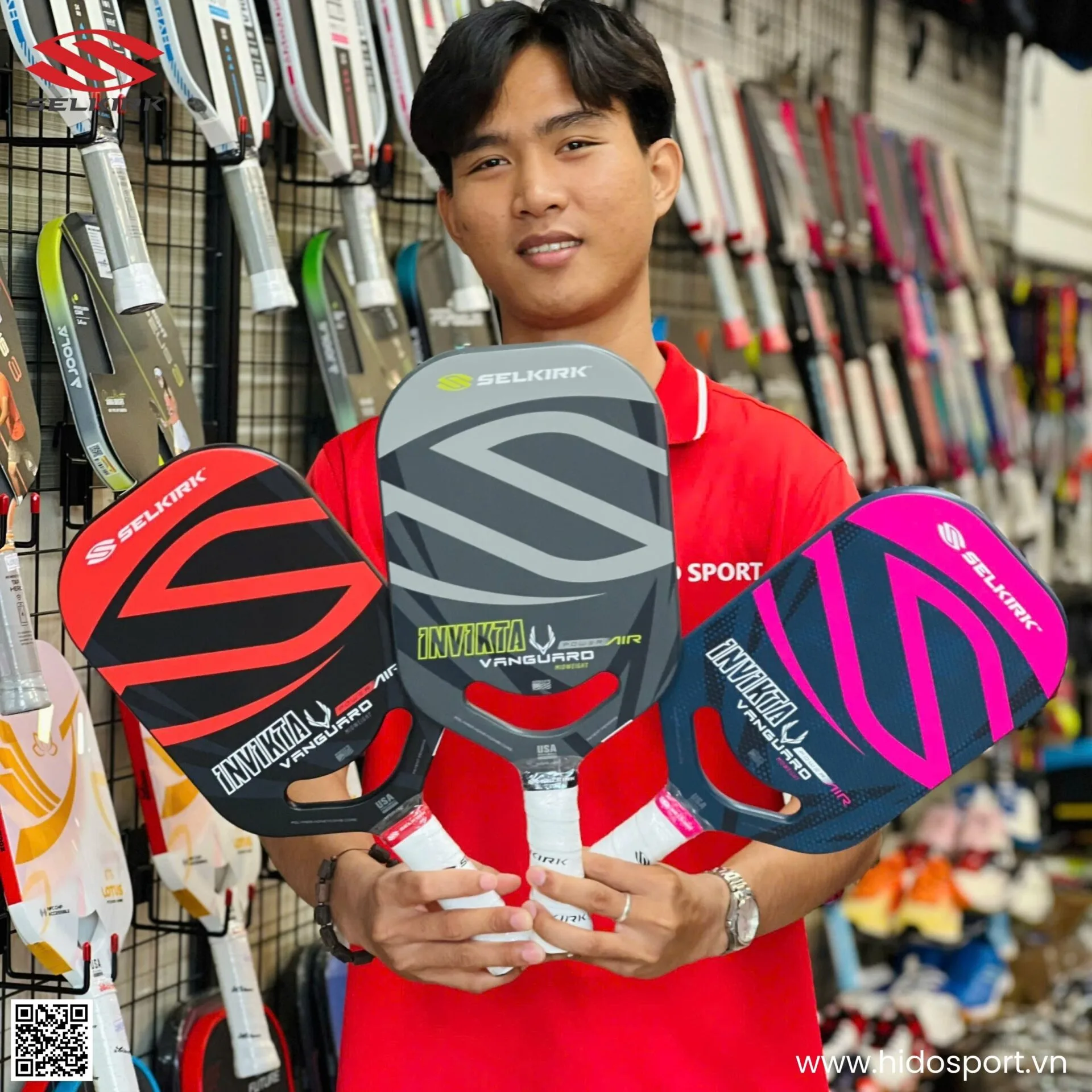 Vot Pickleball Selkirk Vanguard Power Air Invikta 13mm Chinh Hang Dang Co Tai Hido Sport