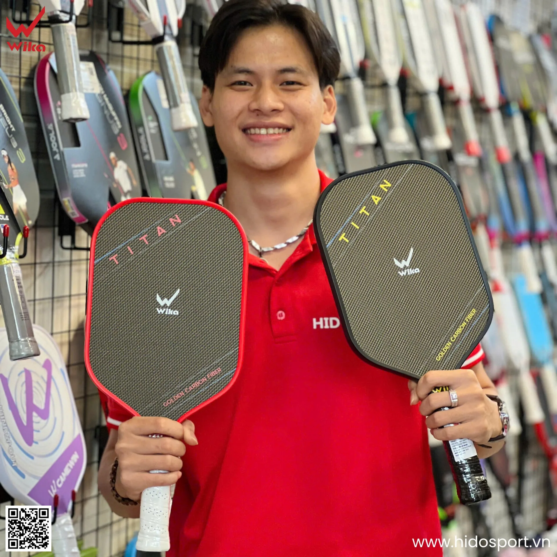 Vot Pickleball Wika Titan 16mm 2 Mau Hinh Anh Thuc Te Tai Hido Sport