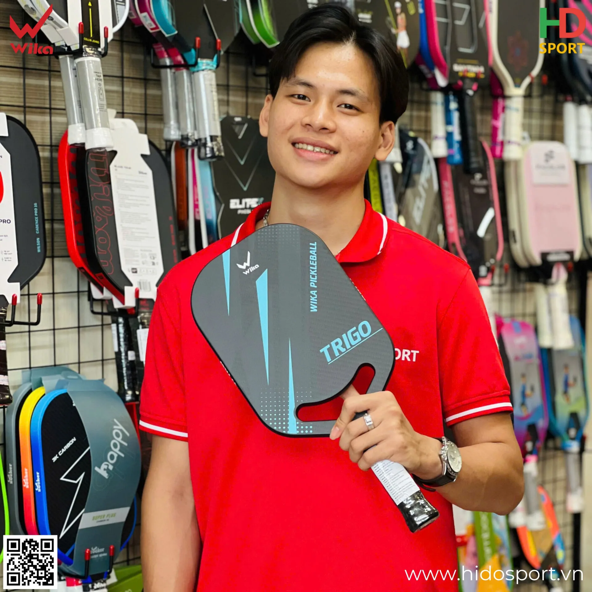 Vot Pickleball Wika Trigo 3 Mau 16mm Hinh Anh Thuc Te Tai Hido Sport
