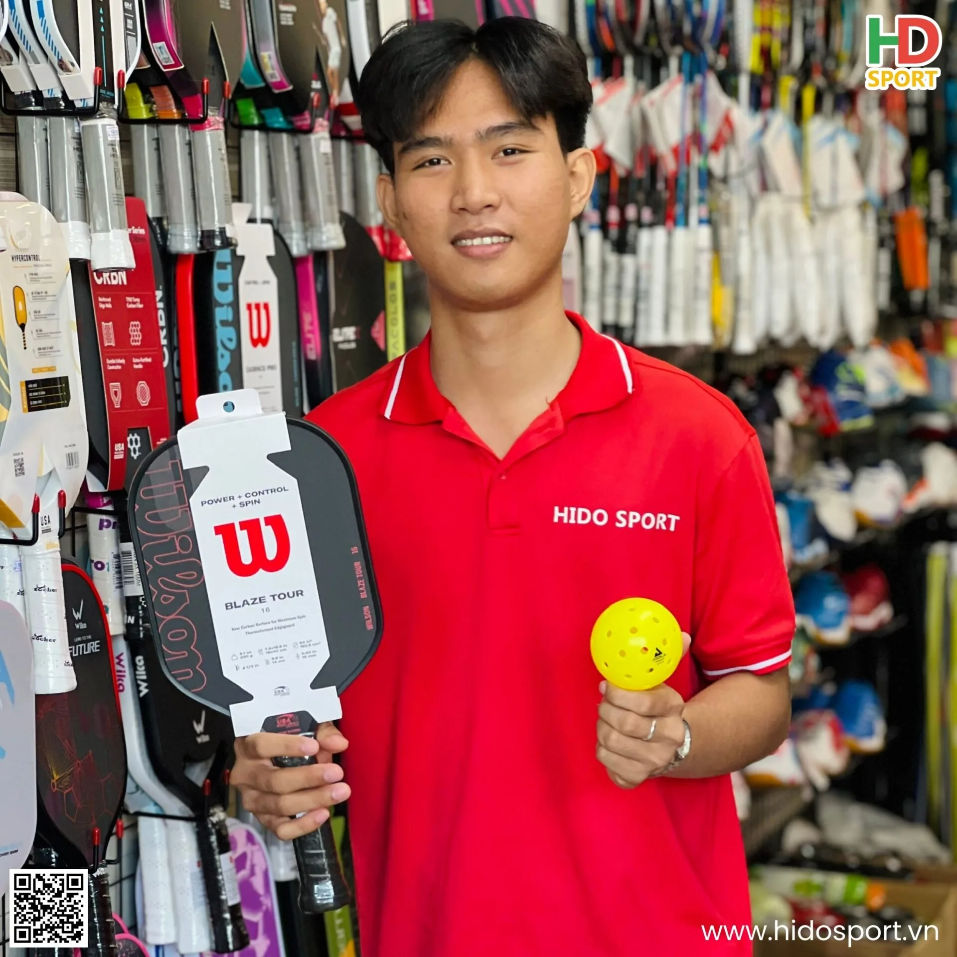 Vot Pickleball Wilson Blaze Tour 16mm Hinh Anh Duoc Chup Thuc Te Tai Hido Sport