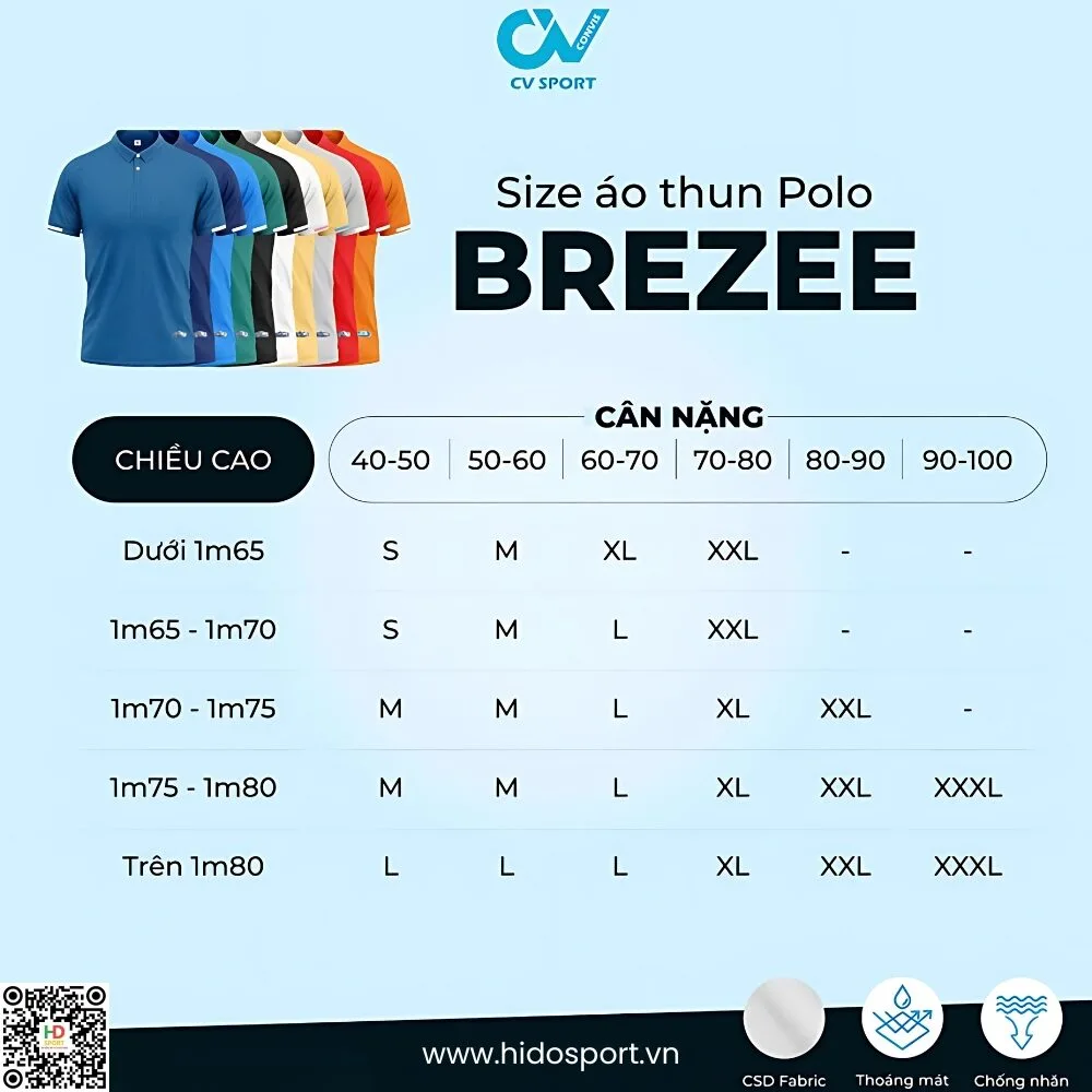 (TITLE)% Áo thun Polo CV Breeze - Size