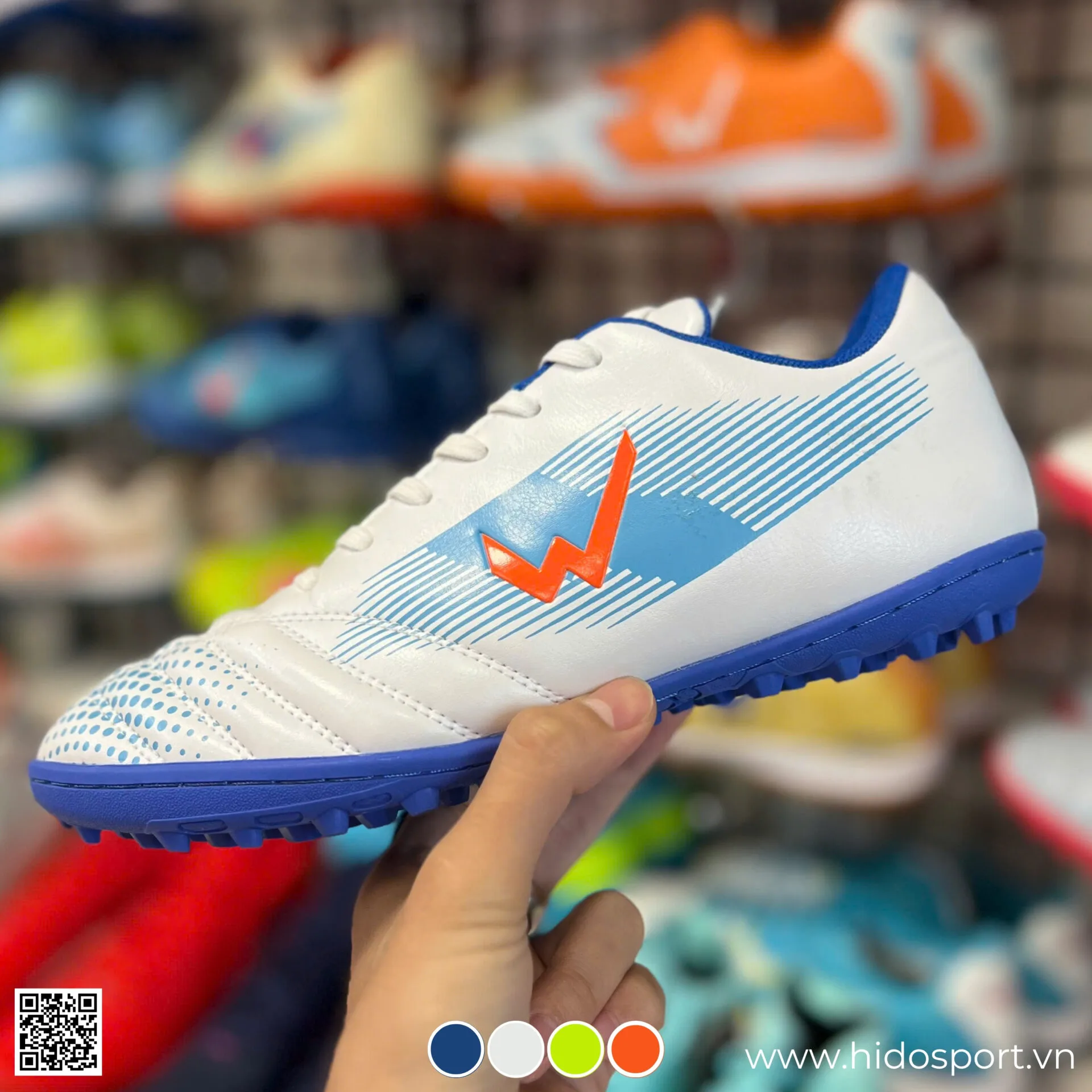 (TITLE)% Giay Bong Da Wika Blast X Tf San Co Nhan Tao Trang Xanh Hinh Anh Thuc Te Tai Hido Sport 01