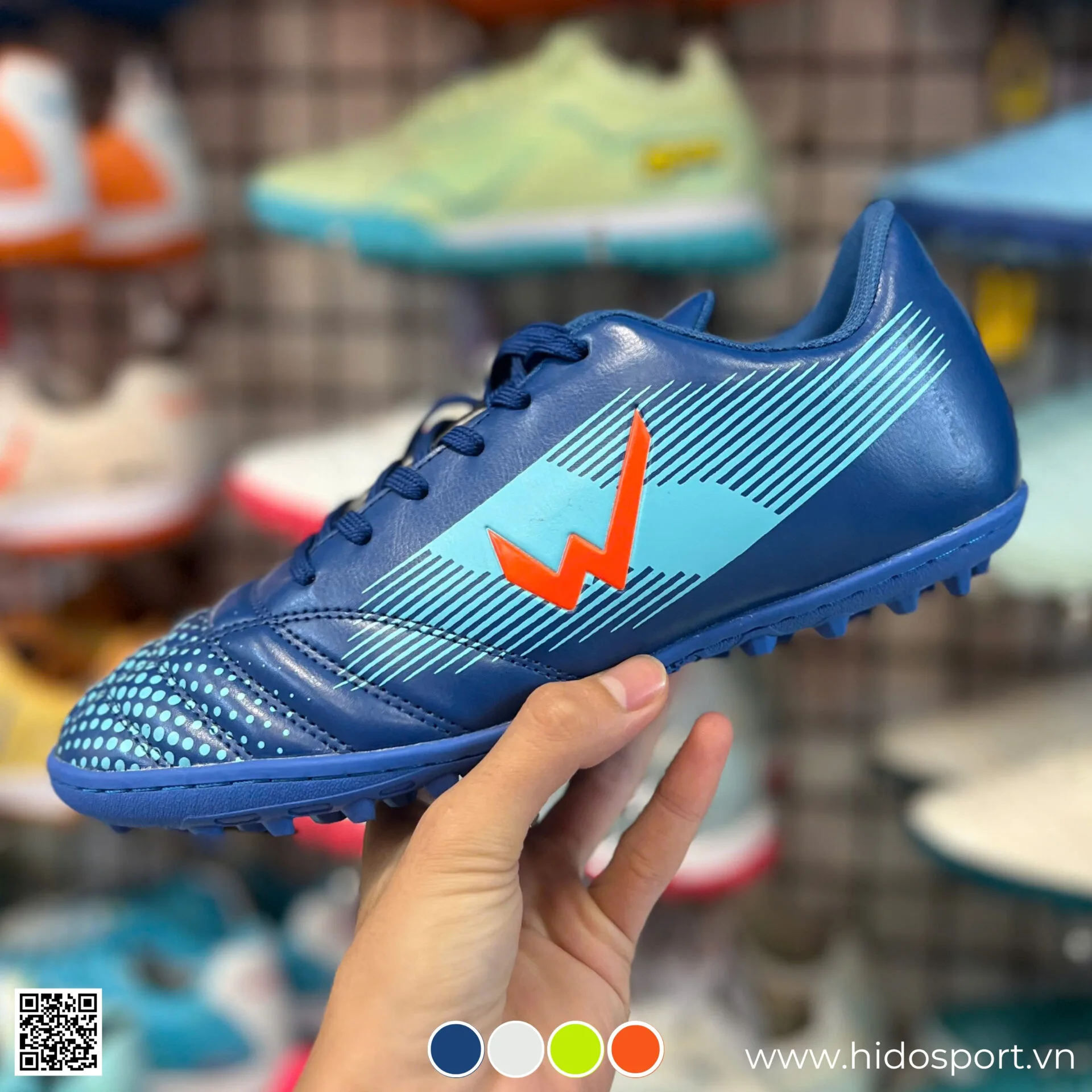 (TITLE)% Giay Bong Da Wika Blast X Tf San Co Nhan Tao Xanh Navy Hinh Anh Thuc Te Tai Hido Sport 01