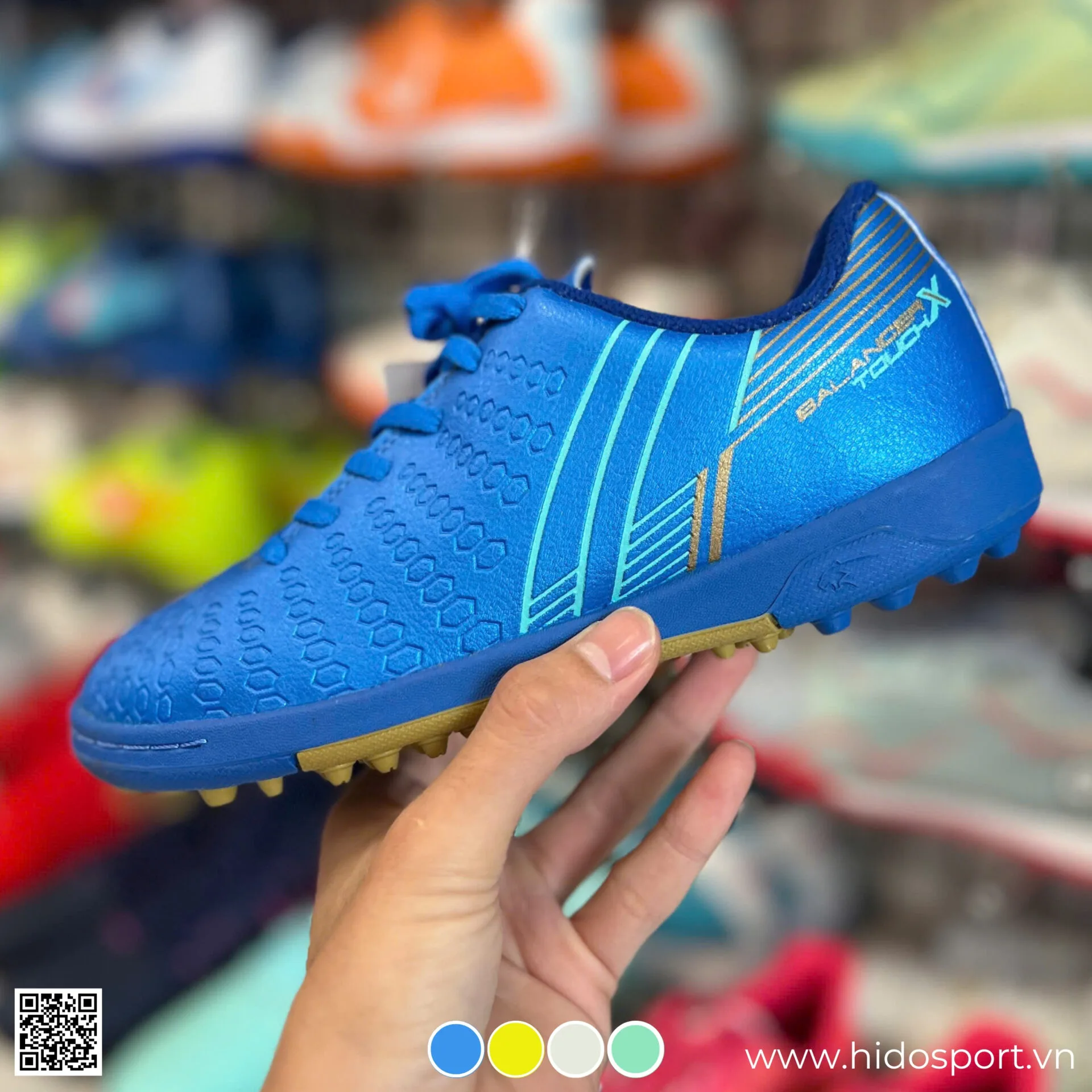 (TITLE)% Giay Da Banh Tre Em Pan Balancer Touch X 2024 Xanh Navy Hinh Anh Thuc Te Tai Hido Sport 01