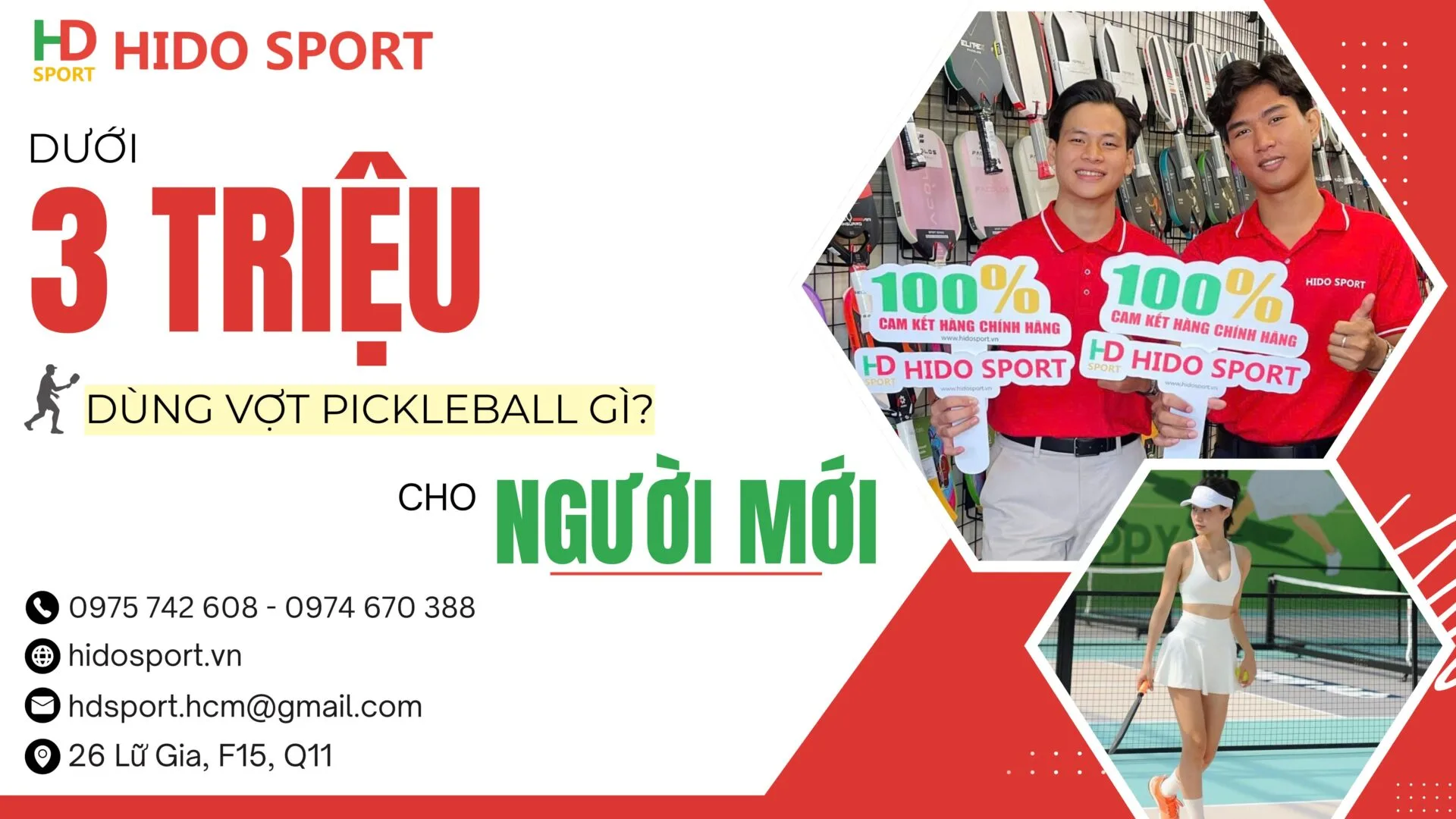 Vot Pickleball Chinh Hang Duoi 3 Trieu Chat Luong Cho Nguoi Moi Choi Hido Sport