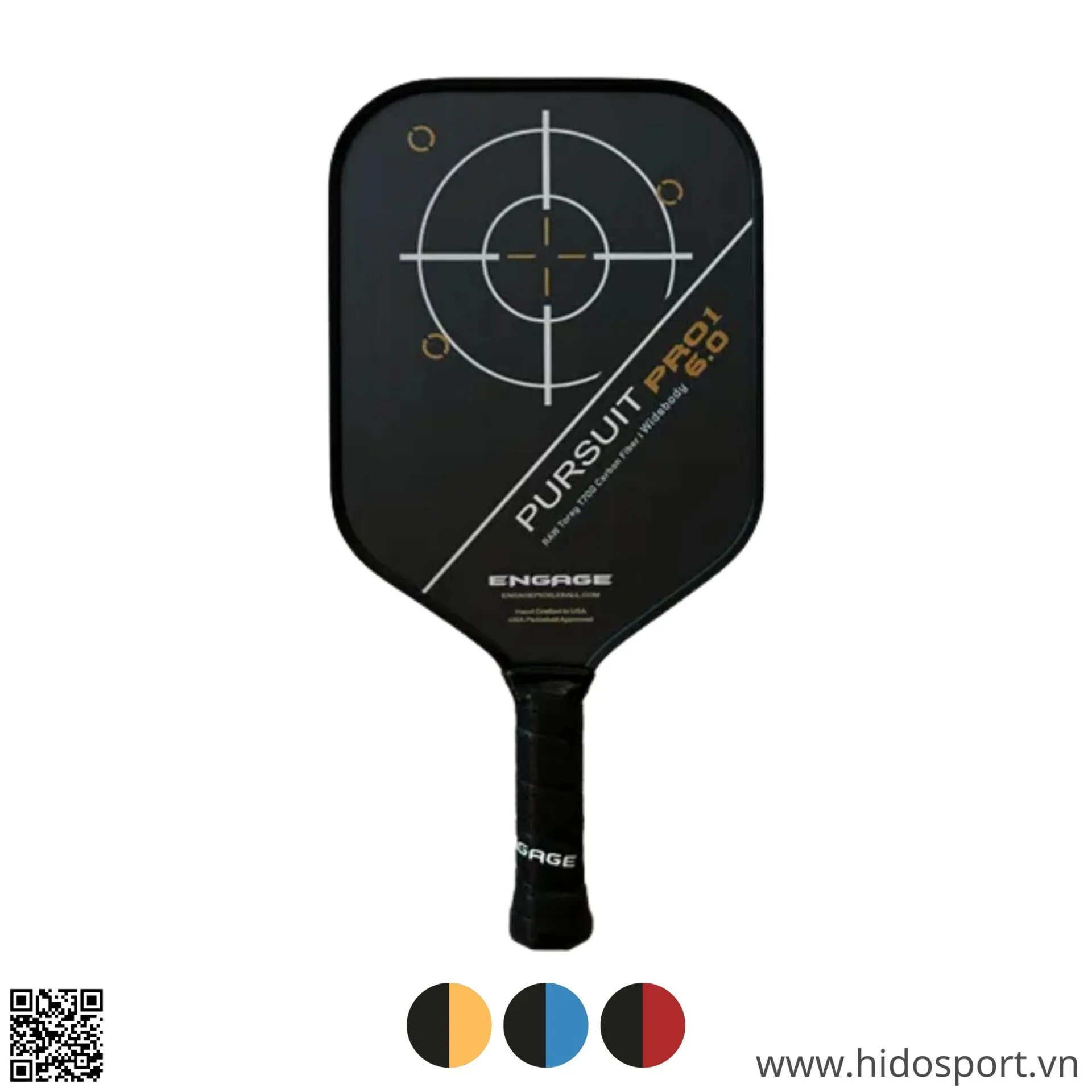 (TITLE)% Vợt Pickleball Engage Pursuit Pro1 6.0 Widebody Chính Hãng 15.2mm (232gr) Mau Den Vang Tai Hido Sport