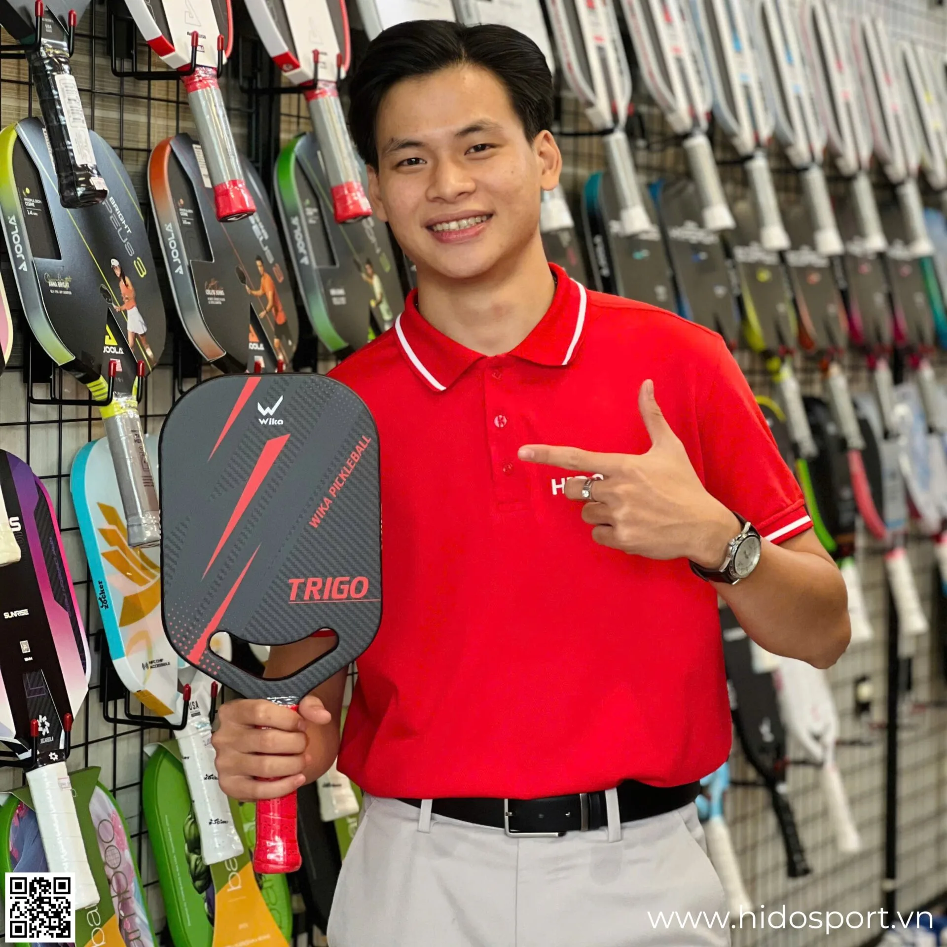 (TITLE)% Vot Pickleball Wika Trigo 3 Mau 16mm Hinh Anh Thuc Te Tai Hido Sport Do 001