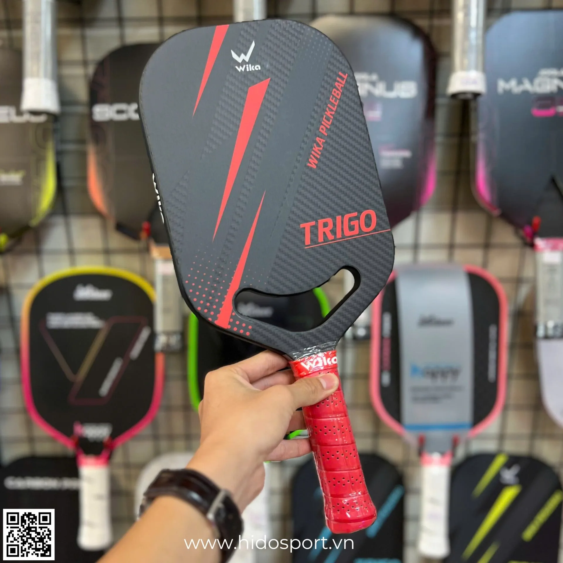 (TITLE)% Vot Pickleball Wika Trigo 3 Mau 16mm Hinh Anh Thuc Te Tai Hido Sport Do 002