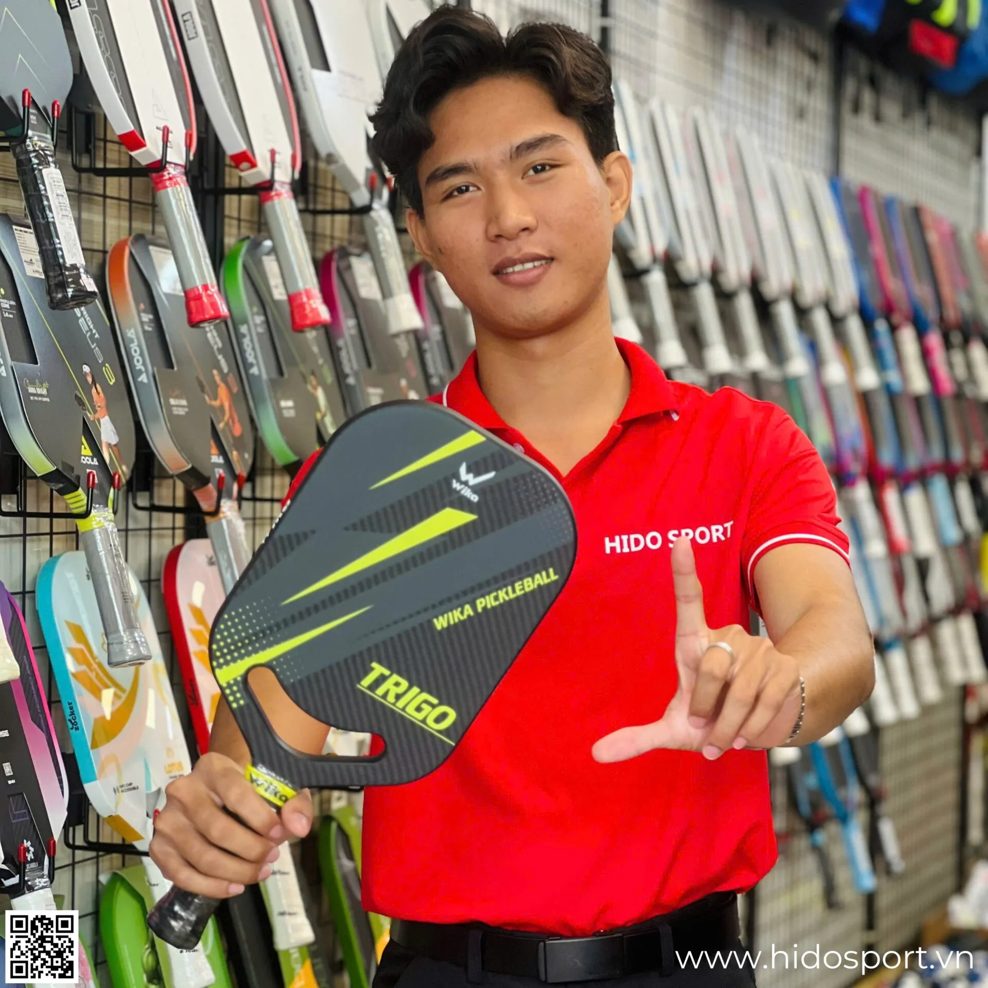 (TITLE)% Vot Pickleball Wika Trigo 3 Mau 16mm Hinh Anh Thuc Te Tai Hido Sport Xanh La 001