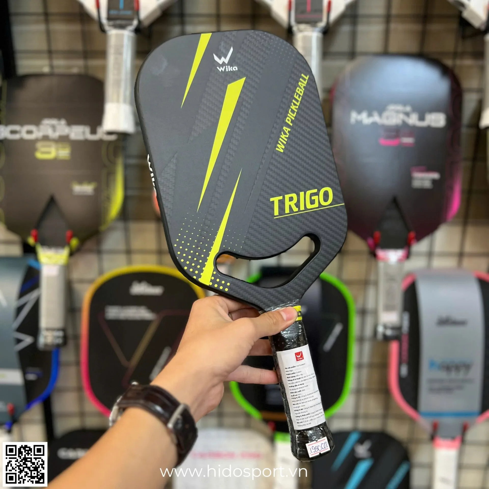 (TITLE)% Vot Pickleball Wika Trigo 3 Mau 16mm Hinh Anh Thuc Te Tai Hido Sport Xanh La 002