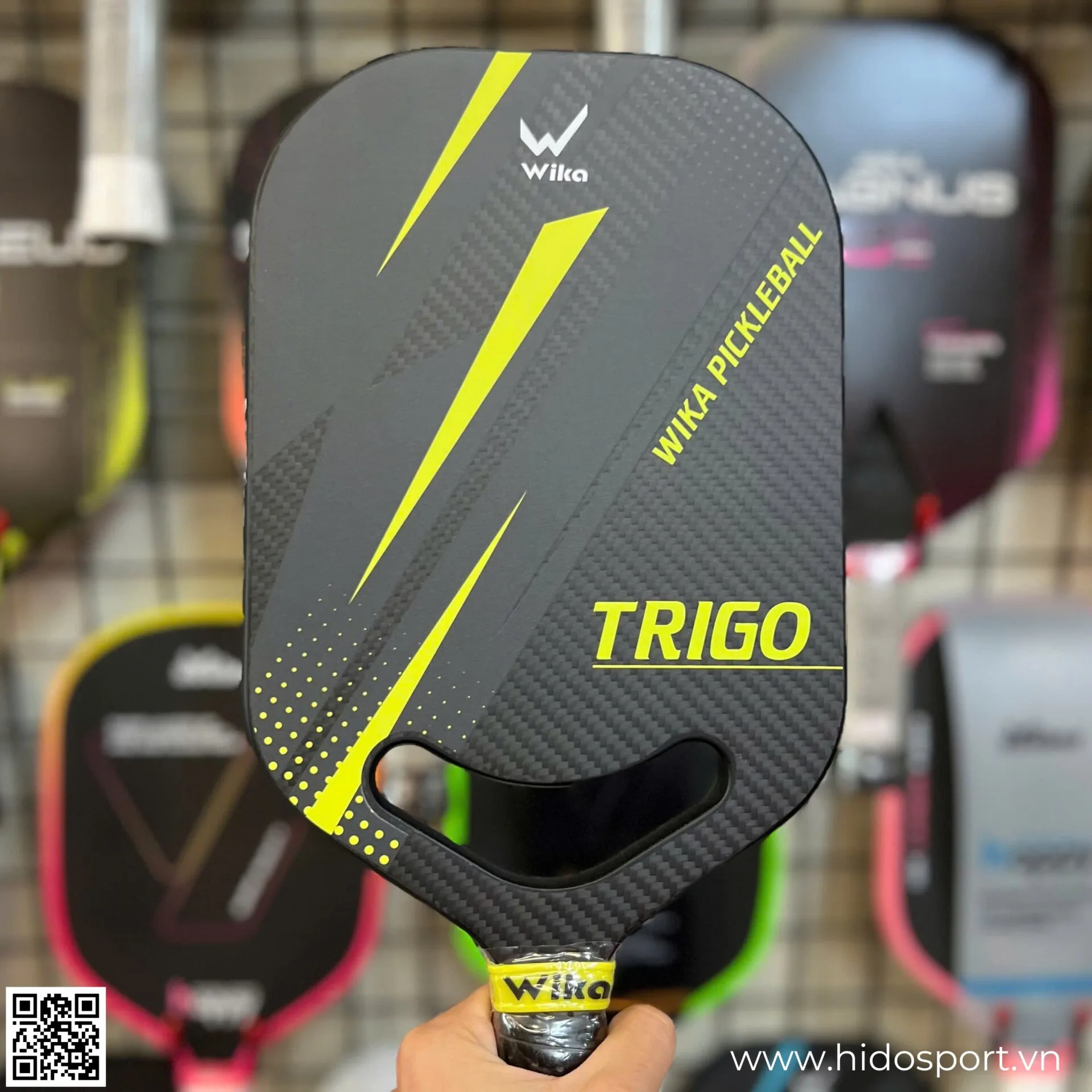 (TITLE)% Vot Pickleball Wika Trigo 3 Mau 16mm Hinh Anh Thuc Te Tai Hido Sport Xanh La 003