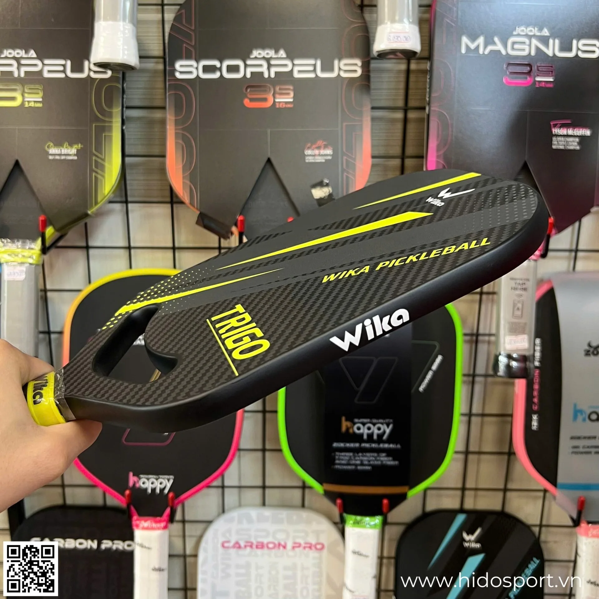 (TITLE)% Vot Pickleball Wika Trigo 3 Mau 16mm Hinh Anh Thuc Te Tai Hido Sport Xanh La 004