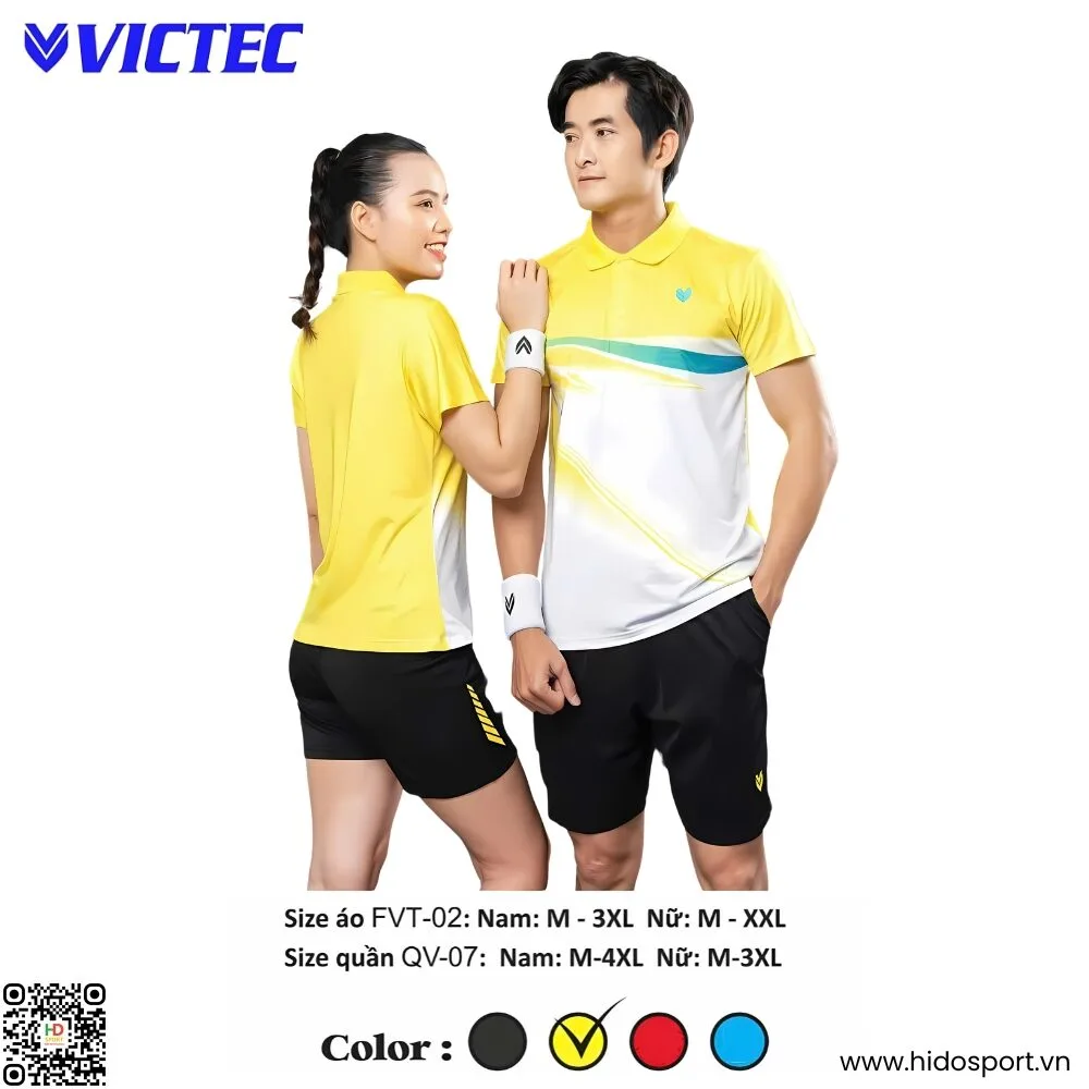(TITLE)% Set Quần Áo Pickleball Nam Nữ VICTEC FVT-02 Chính Hãng Màu Vàng 2025 - 1