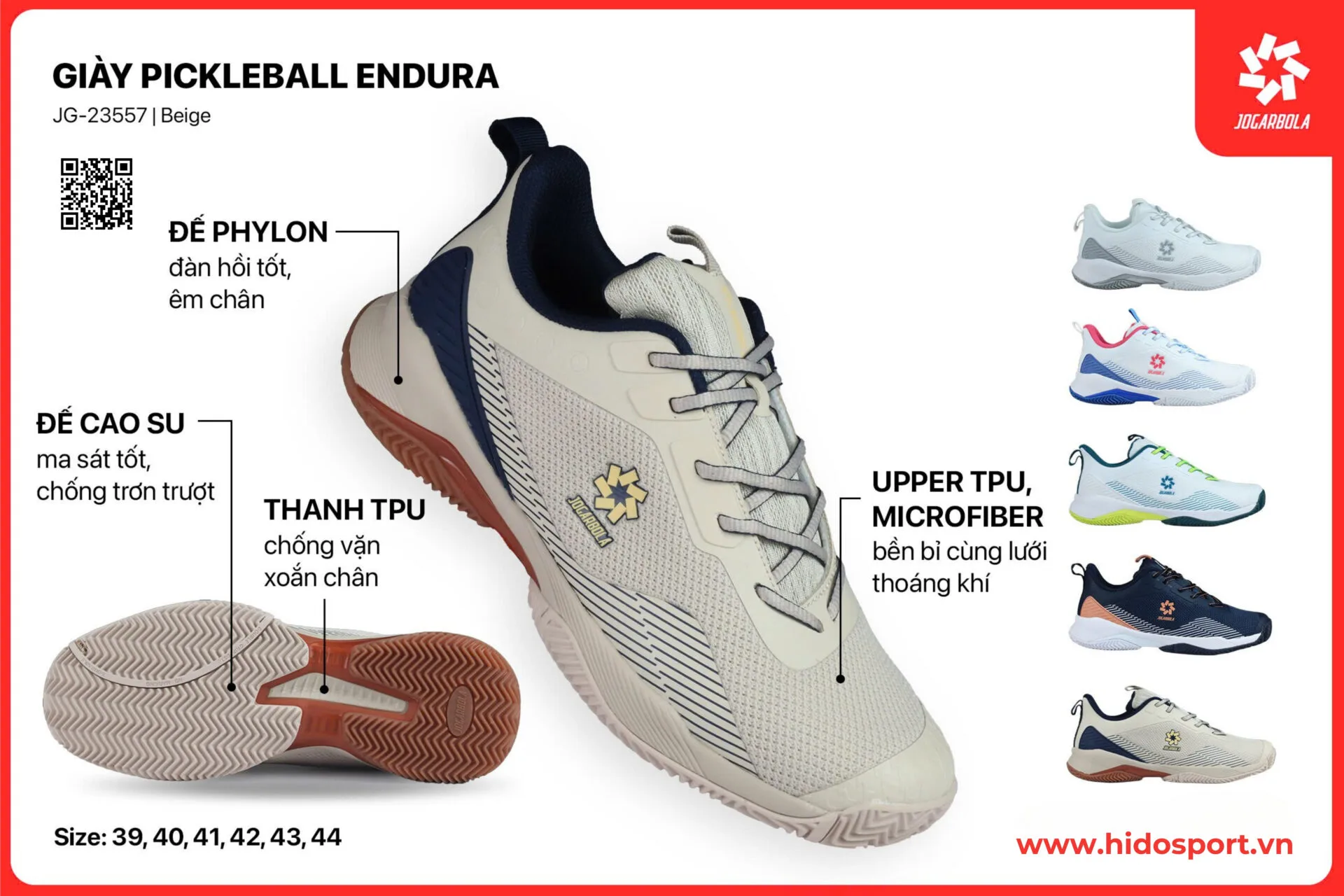 (TITLE)% Giay Pickleball Jogarbola Endura Chinh Hang New 2025 Beige 01