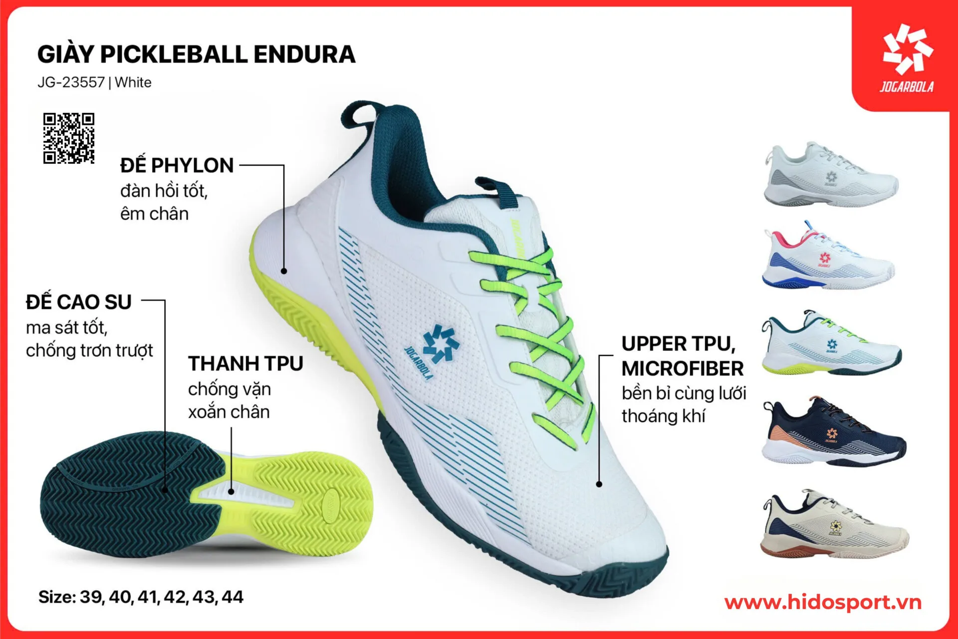 (TITLE)% Giay Pickleball Jogarbola Endura Chinh Hang New 2025 Trang 01