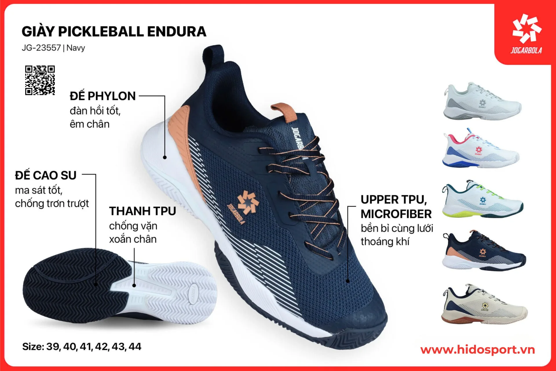 (TITLE)% Giay Pickleball Jogarbola Endura Chinh Hang New 2025 Xanh Navy 01