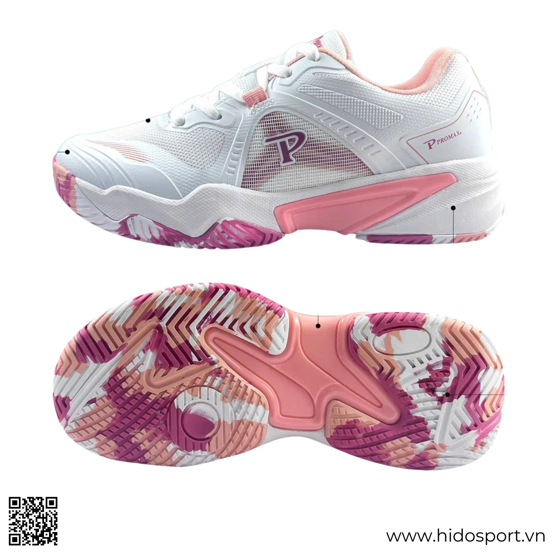 (TITLE)% Giay Pickleball Promax Pi88 Chinh Hang Trang Hong 02
