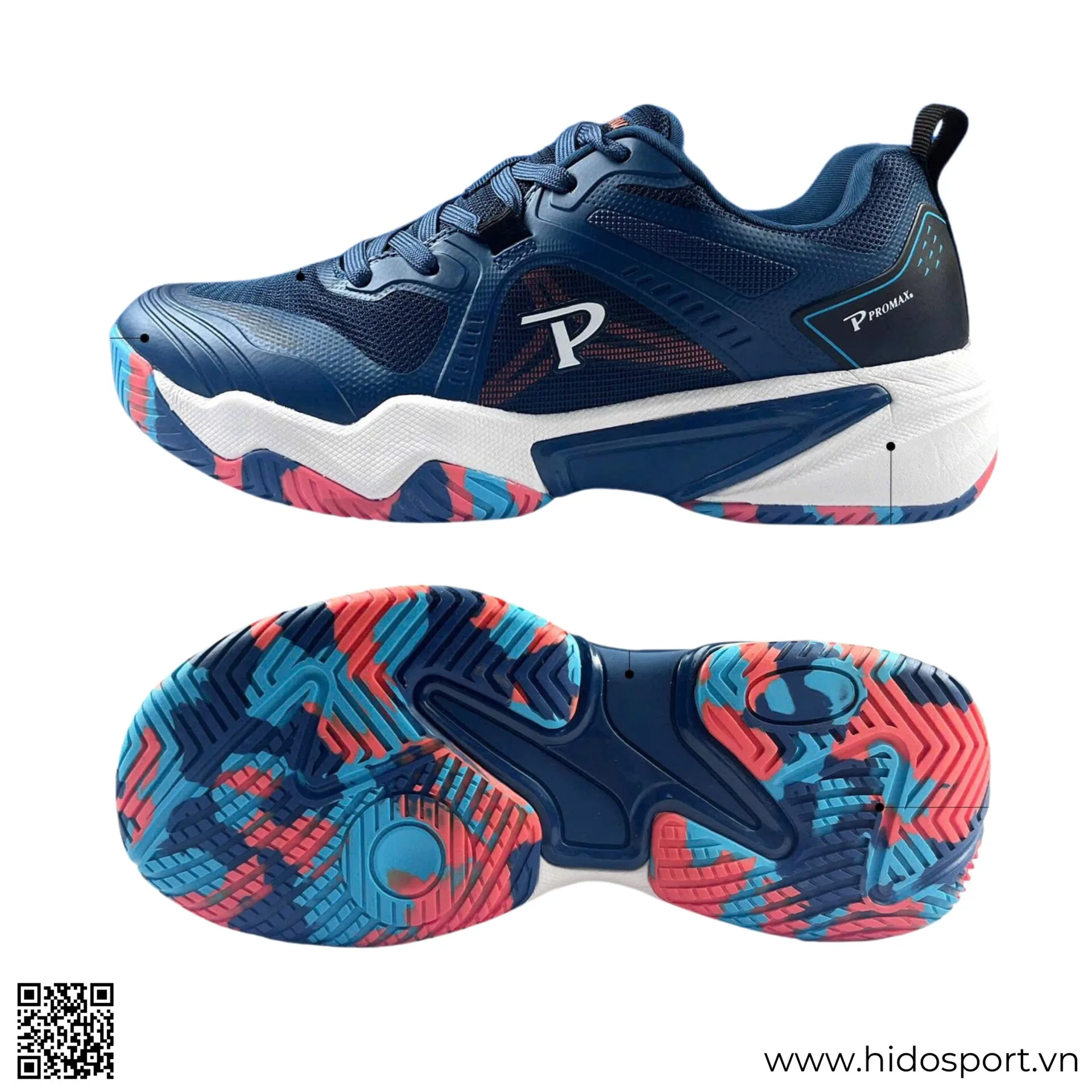 (TITLE)% Giay Pickleball Promax Pi88 Chinh Hang Xanh Navy 02