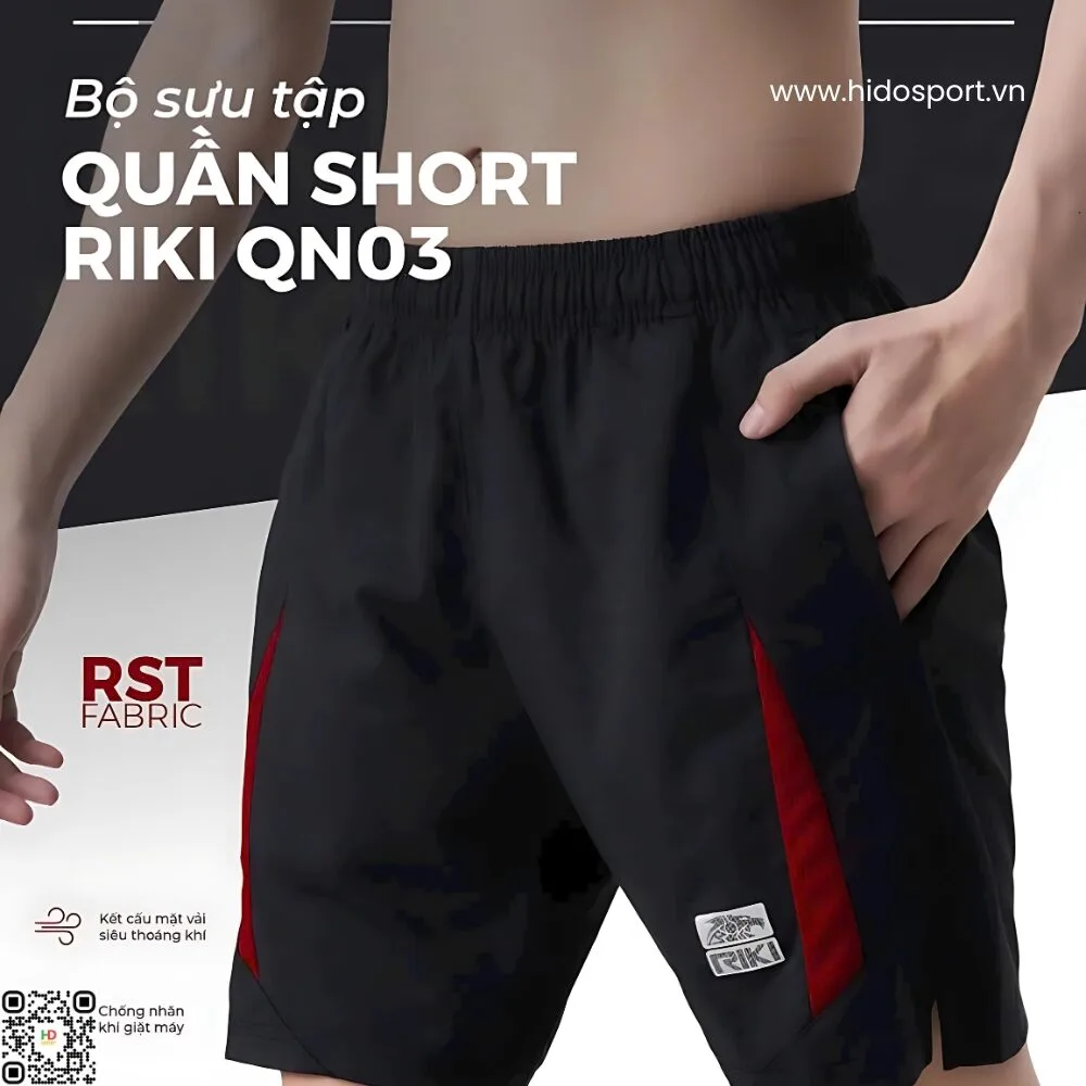 (TITLE)% Quần Short Thể Thao Nam Thiết Kế Chính Hãng RIKI QN03 2025 - Đỏ
