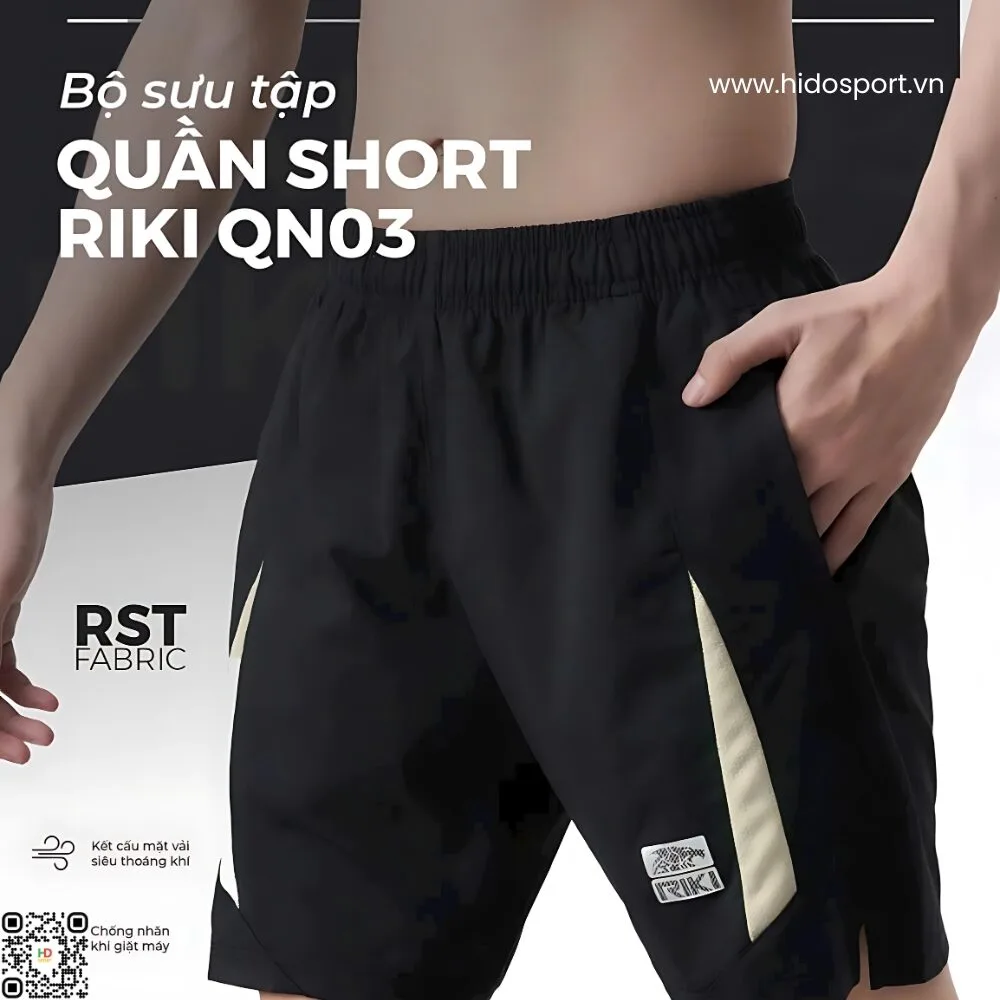 (TITLE)% Quần Short Thể Thao Nam Thiết Kế Chính Hãng RIKI QN03 2025 - Kem