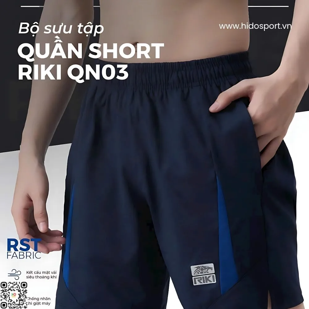 (TITLE)% Quần Short Thể Thao Nam Thiết Kế Chính Hãng RIKI QN03 2025 - Xanh Bích