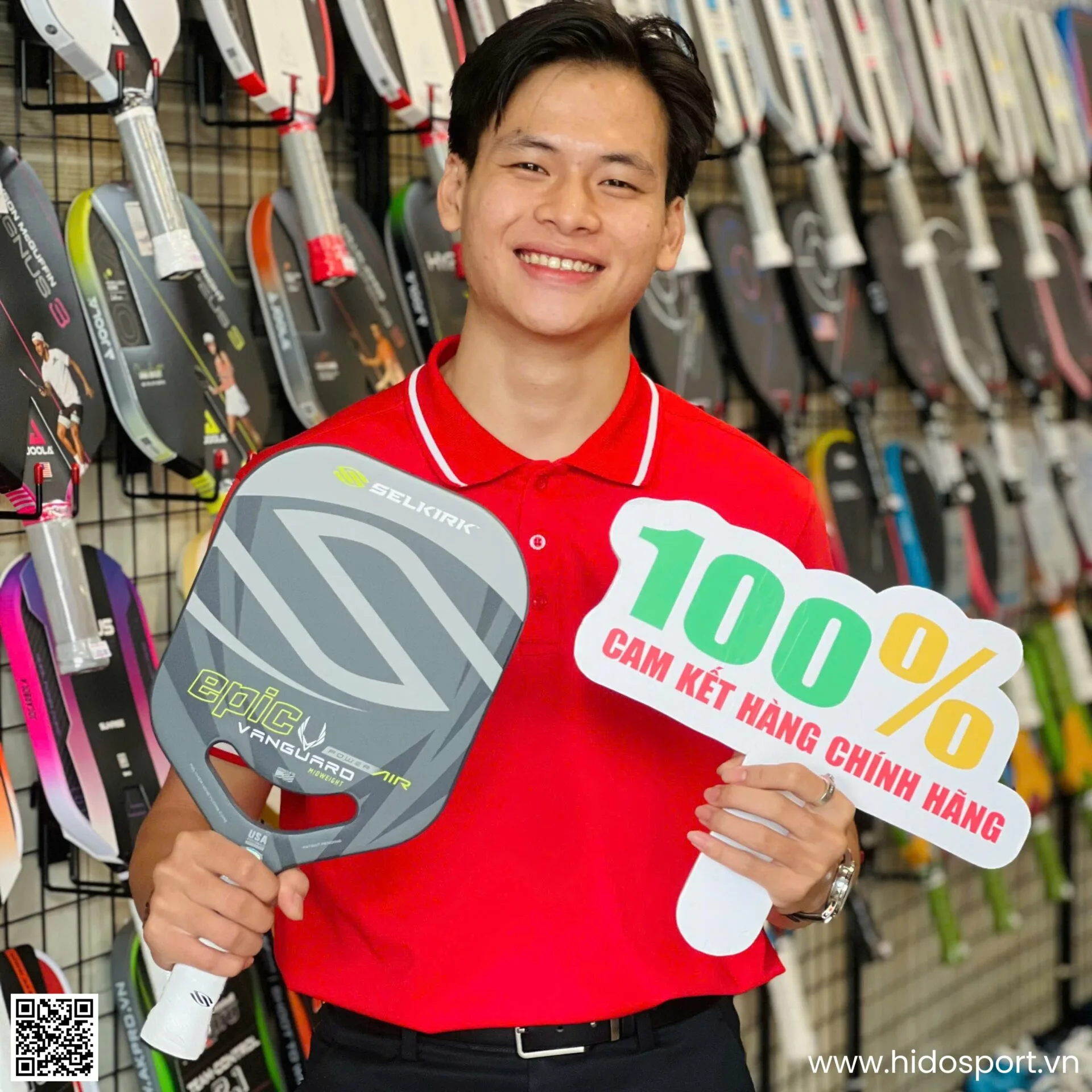 Vot Pickleball Selkirk Vanguard Power Air Epic 2 Mau Red Grey Hinh Anh Thuc Te Tai Hido Sport Bia