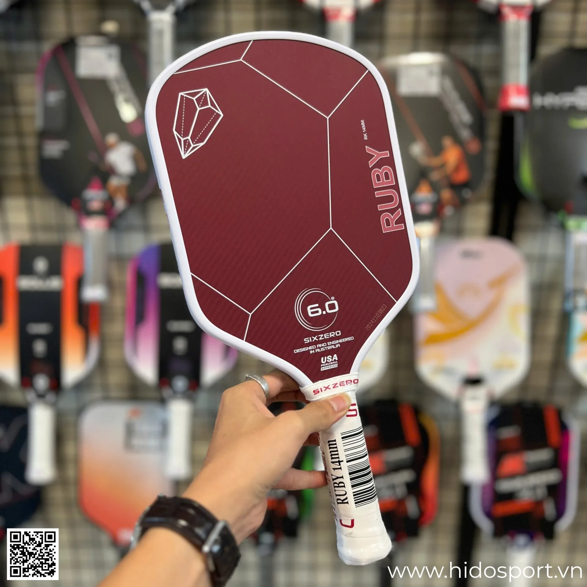 (TITLE)% Vot Pickleball Six Zero Chinh Hang Color Ruby 14 16mm 01