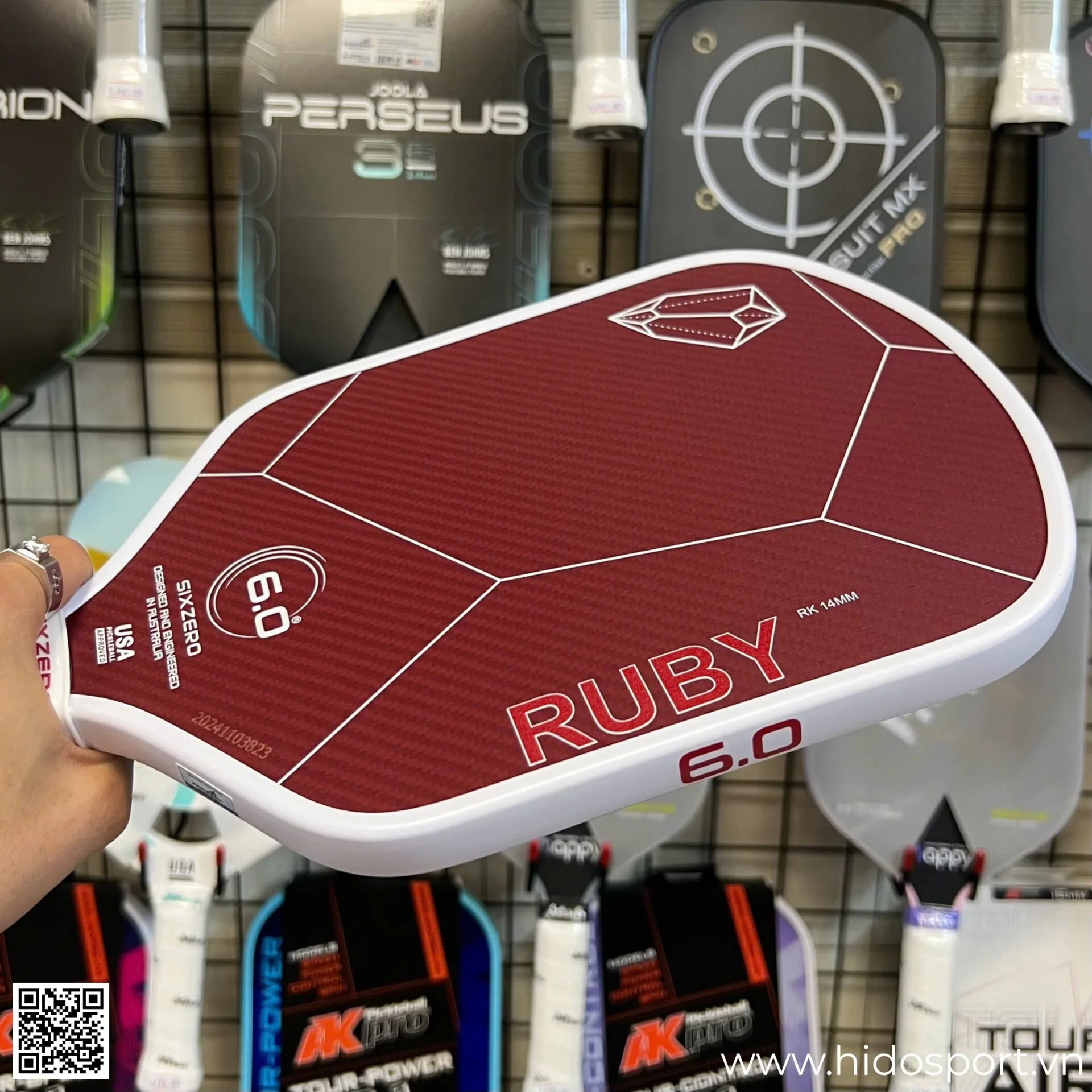 (TITLE)% Vot Pickleball Six Zero Chinh Hang Color Ruby 14 16mm 03