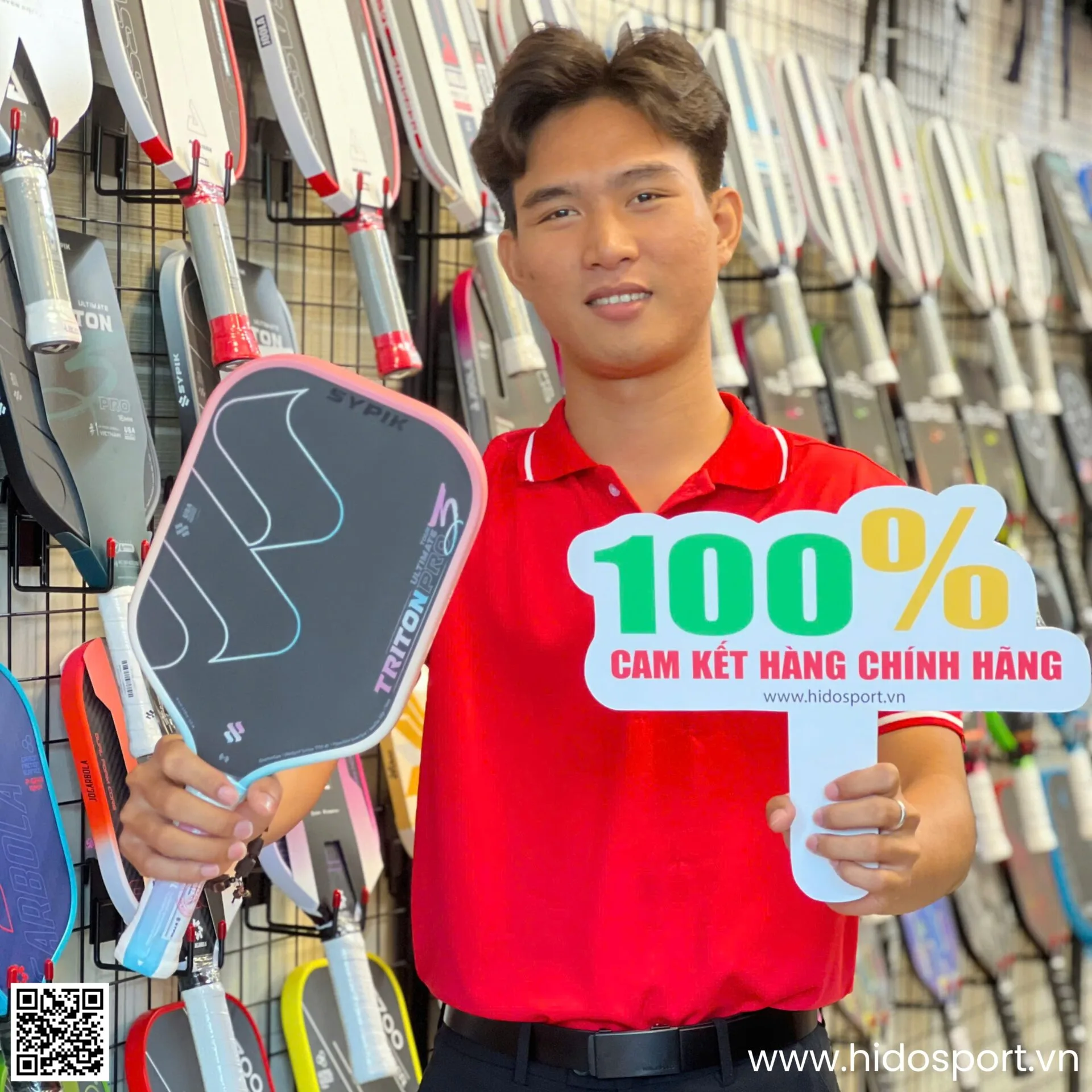 (TITLE)% Vot Pickleball Sypik Triton Gen 3 Pro Ultimate Chinh Hang Mau Hong 16mm Hinh Anh Thuc Te Tai Hido Sport 01