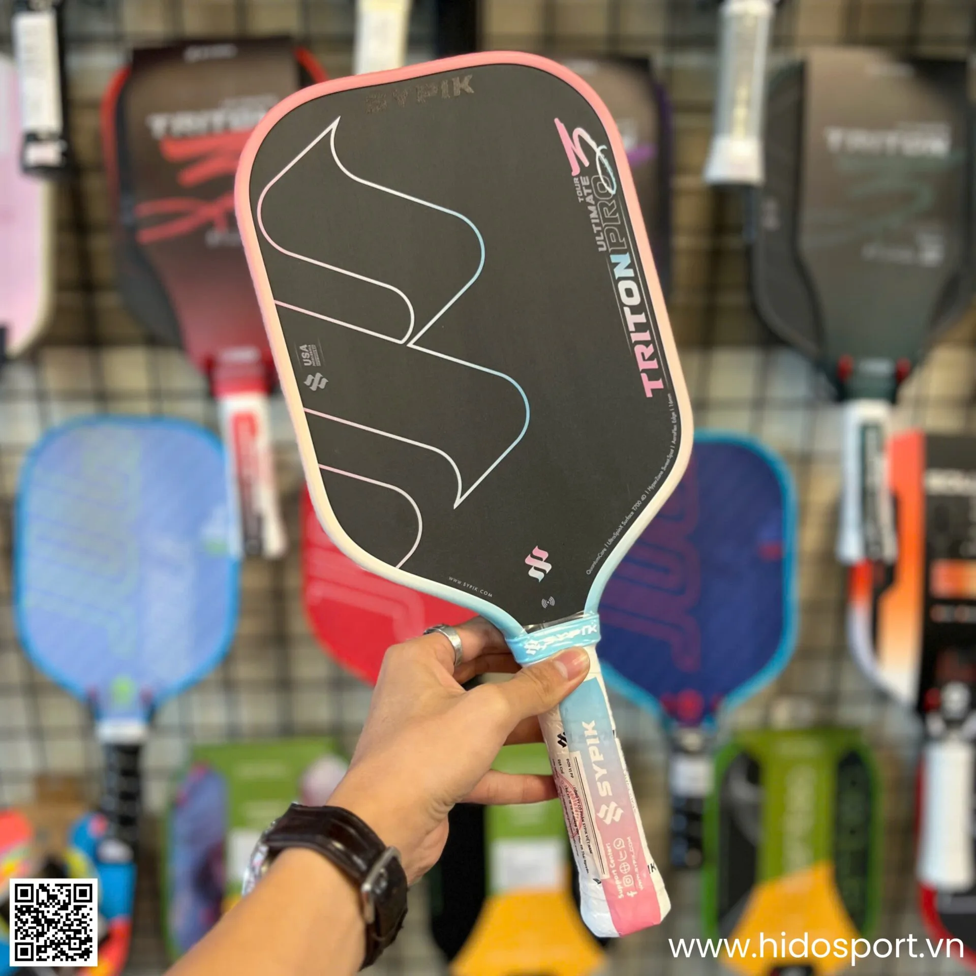 (TITLE)% Vot Pickleball Sypik Triton Gen 3 Pro Ultimate Chinh Hang Mau Hong 16mm Hinh Anh Thuc Te Tai Hido Sport 03